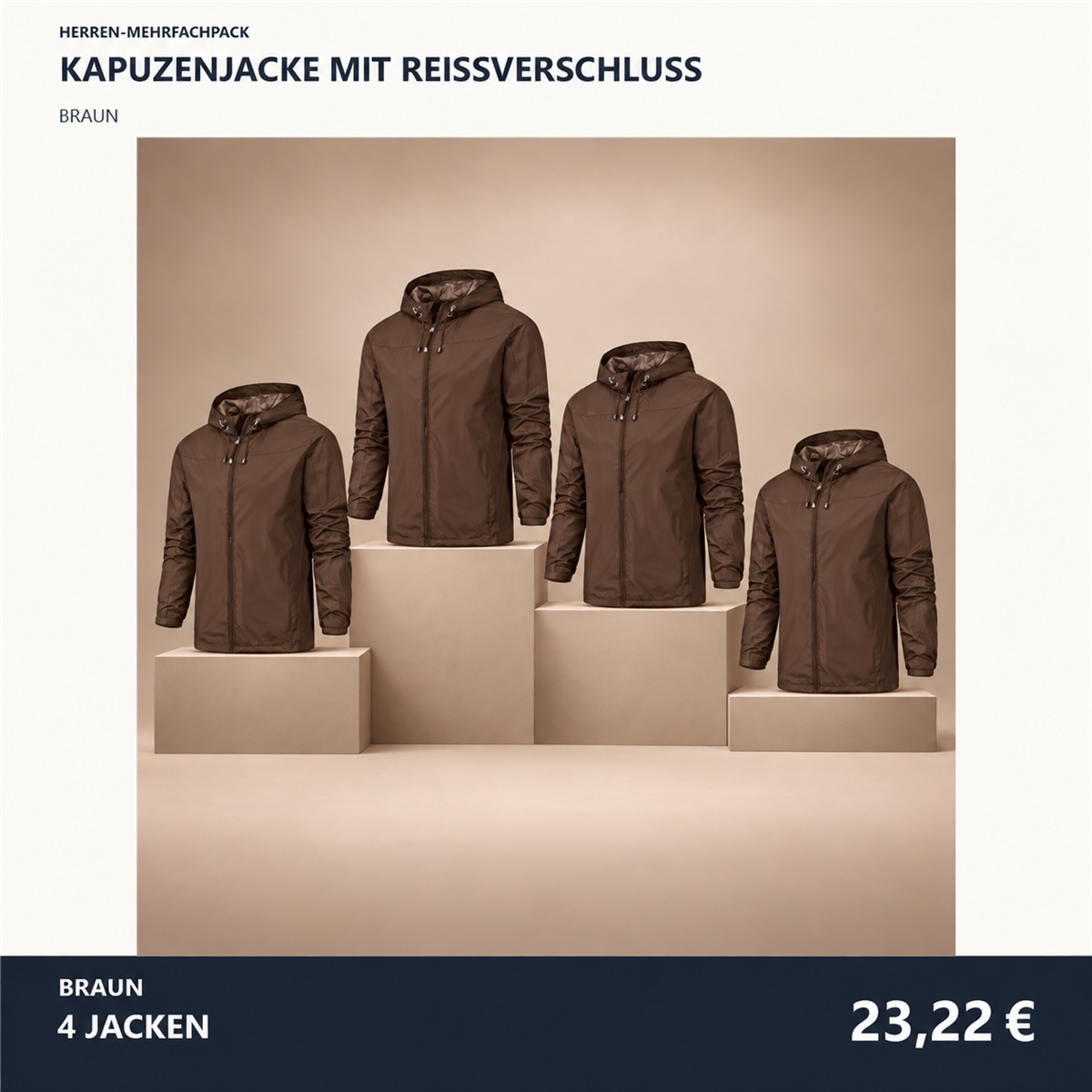 Herren-Kapuzenjacke mit Frontreißverschluss – Set - Braun 鈥?4-teiliges Set