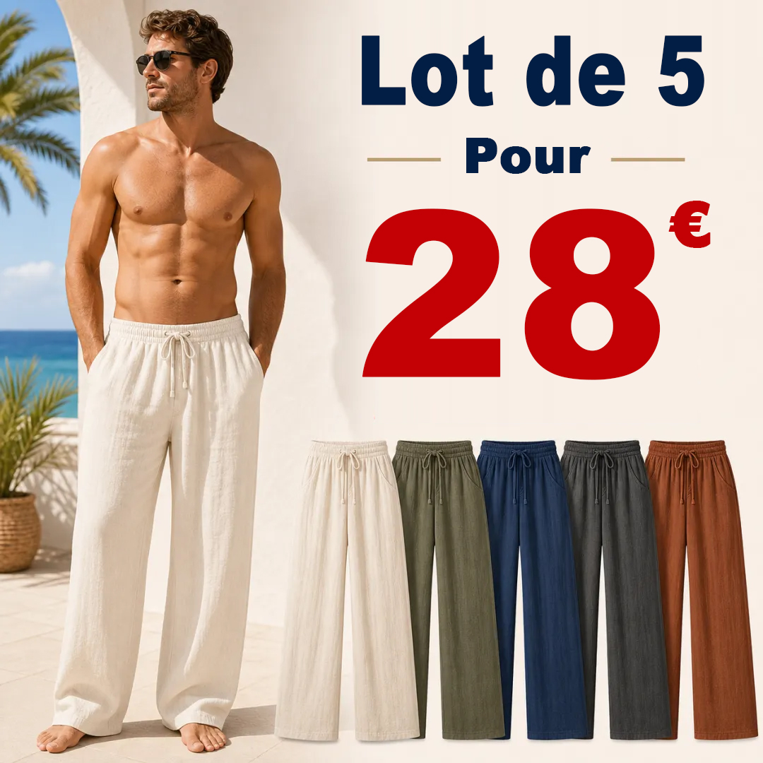 ⏰ Lot de 10 pour seulement 34 € ⚡ Lots économiques de pantalons de plage en lin pour homme