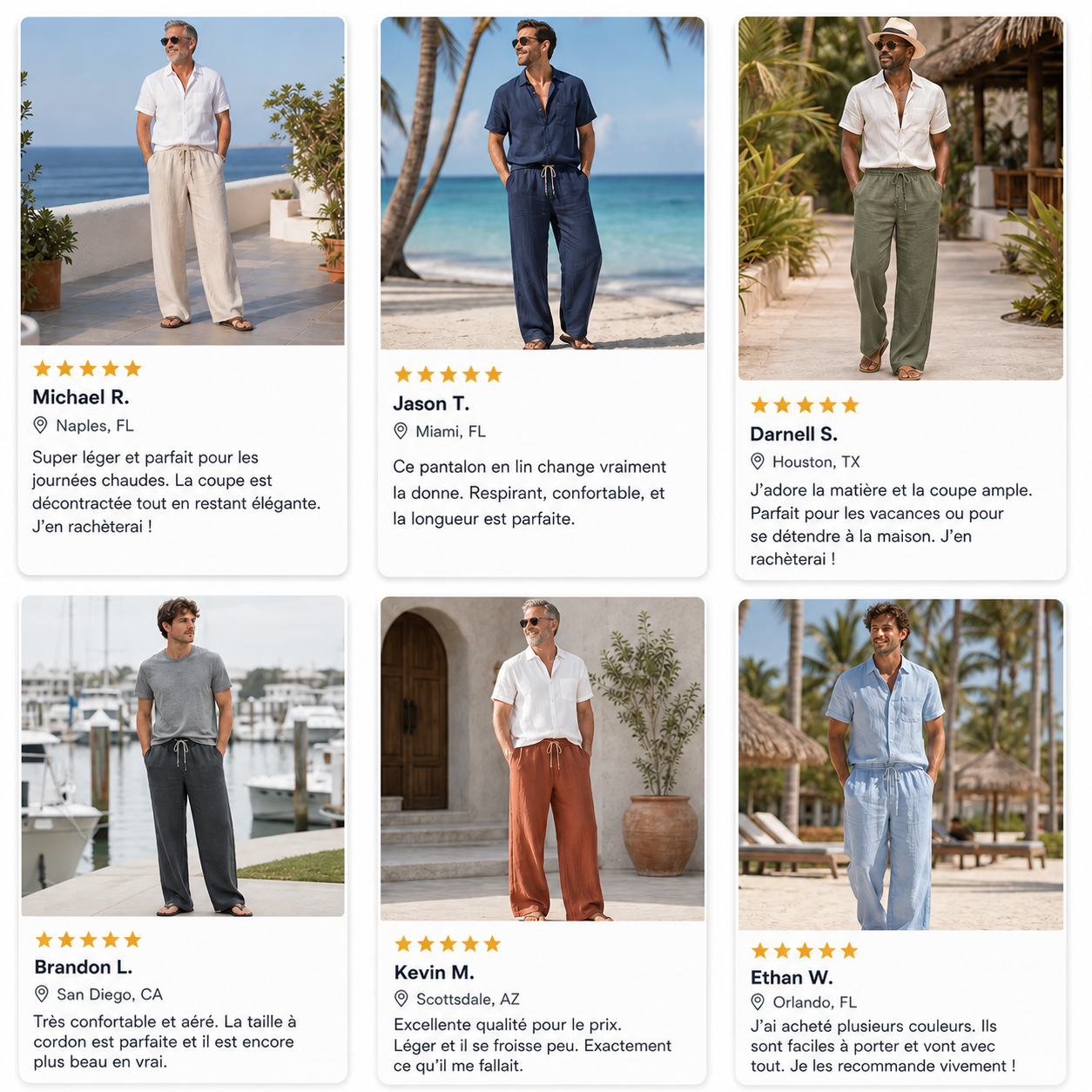 ⏰ Lot de 10 pour seulement 34 € ⚡ Lots économiques de pantalons de plage en lin pour homme