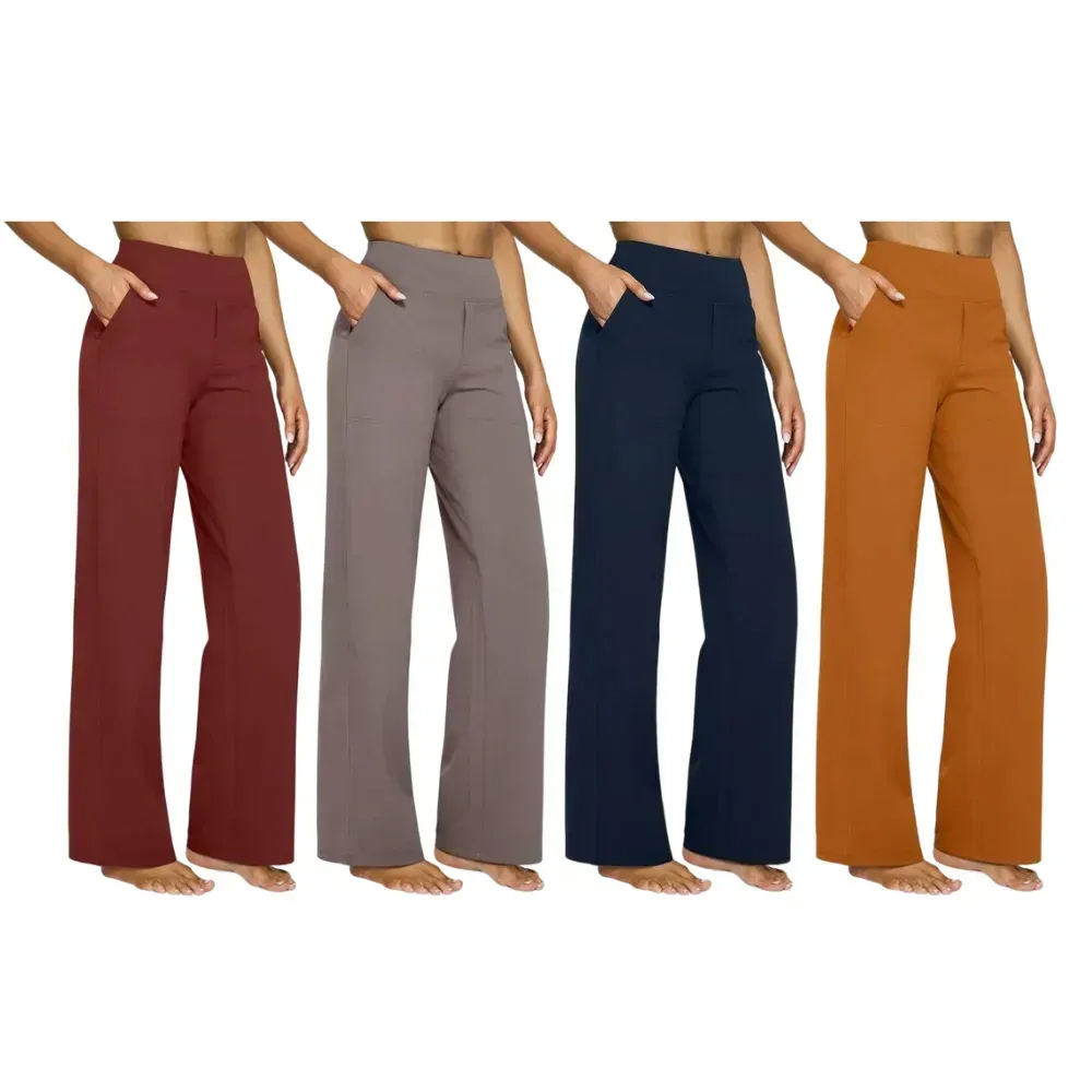 ⏰Vente de liquidation⚡Lot de 13 pièces seulement à 36.99 € 💘 Pantalons larges taille haute pour femmes – Pantalons de yoga élégants style business casual avec poches