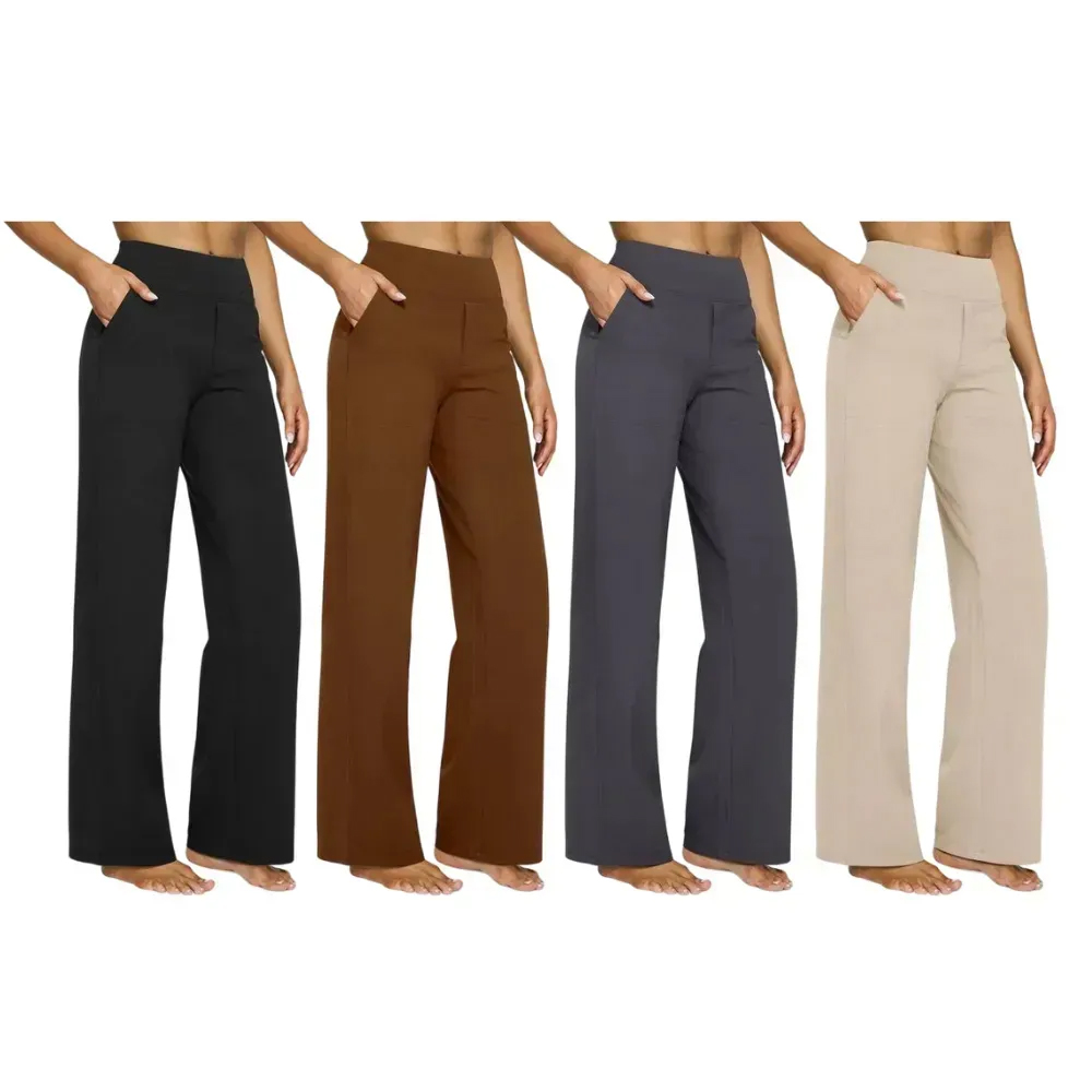 ⏰Vente de liquidation⚡Lot de 13 pièces seulement à 36.99 € 💘 Pantalons larges taille haute pour femmes – Pantalons de yoga élégants style business casual avec poches