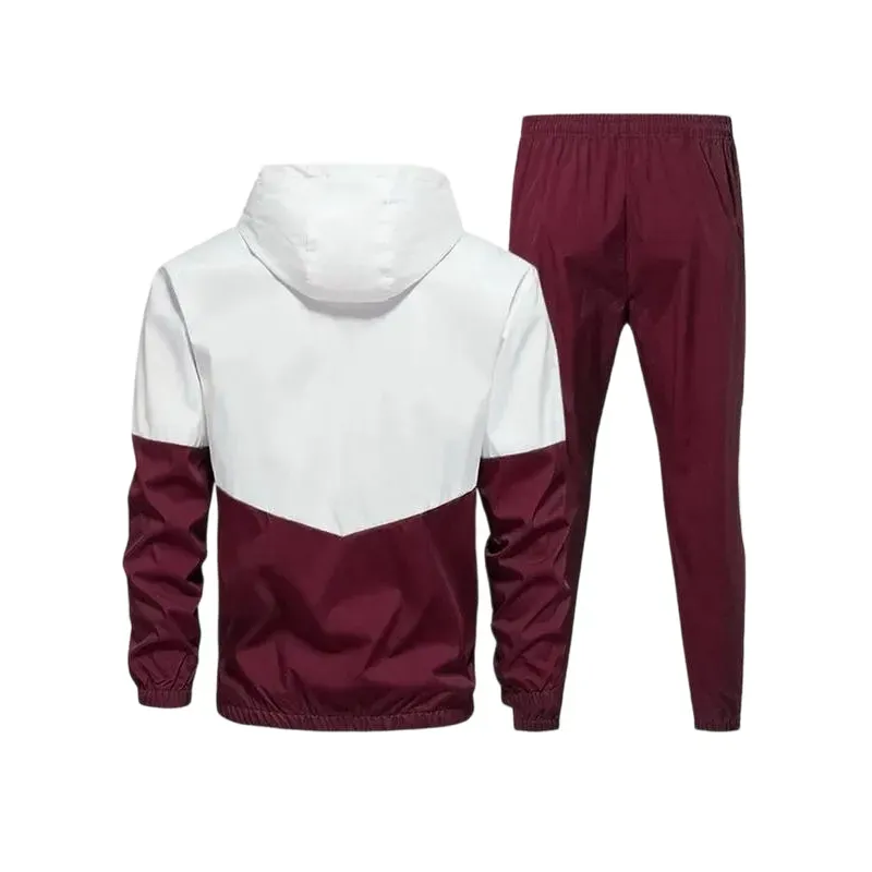 Men's Colorblock Drawstring Zip Up Hoodie & Joggers French Terry Set