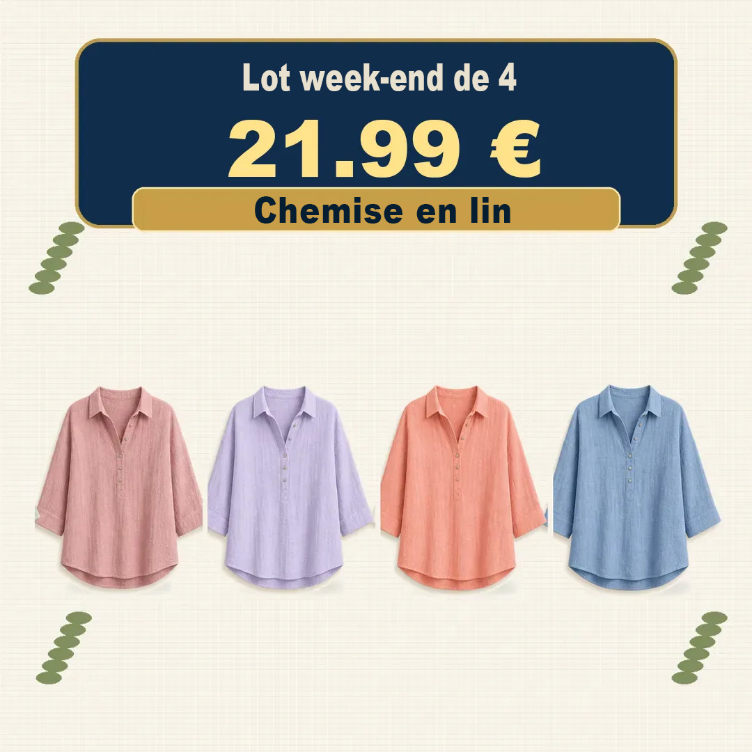 ⏰ Grande liquidation⚡12 pièces seulement 33,99 €⚡Blouses en gaze de lin pour femme avec boutons et col