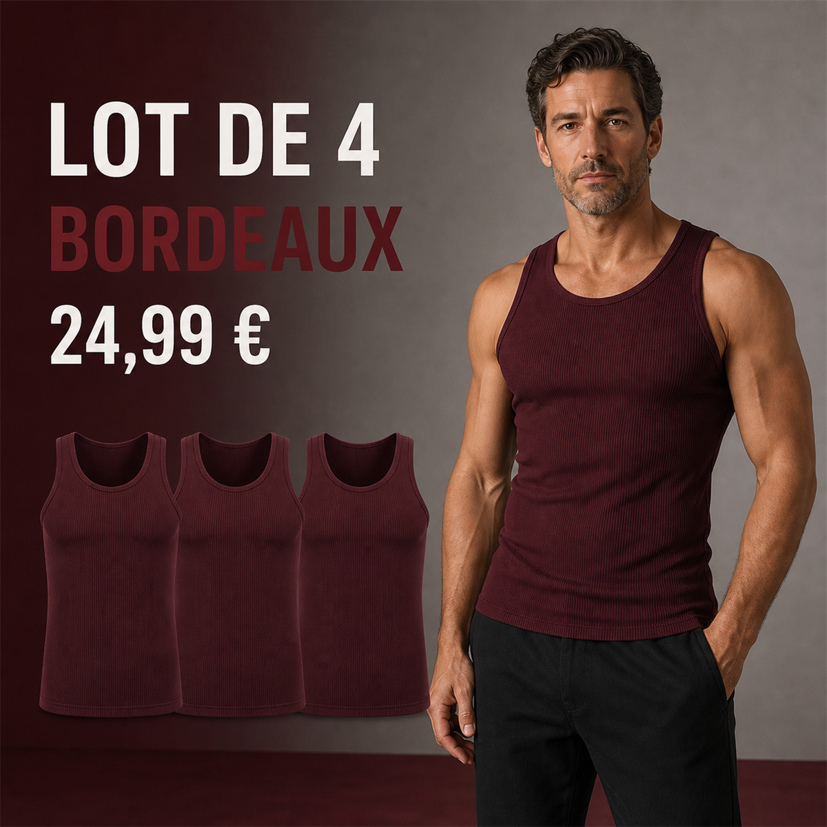 Offre en lot - Débardeur côtelé ajusté homme