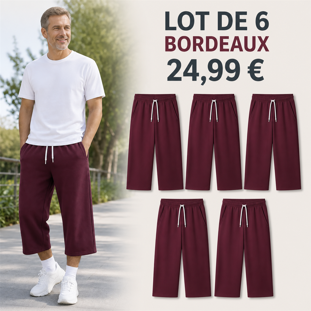 Offre en lot - Pantalon de jogging court et large homme