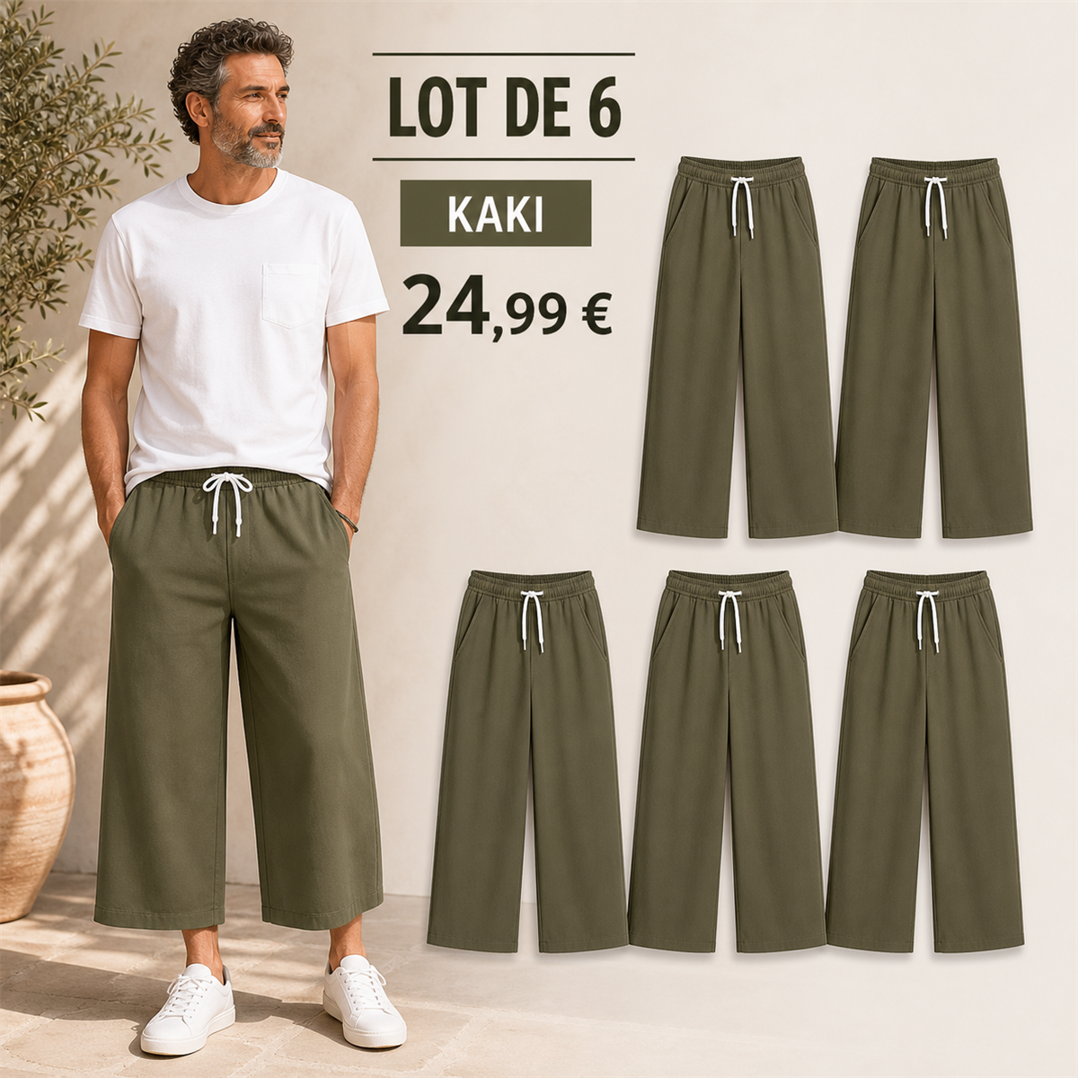 Offre en lot - Pantalon de jogging court et large homme