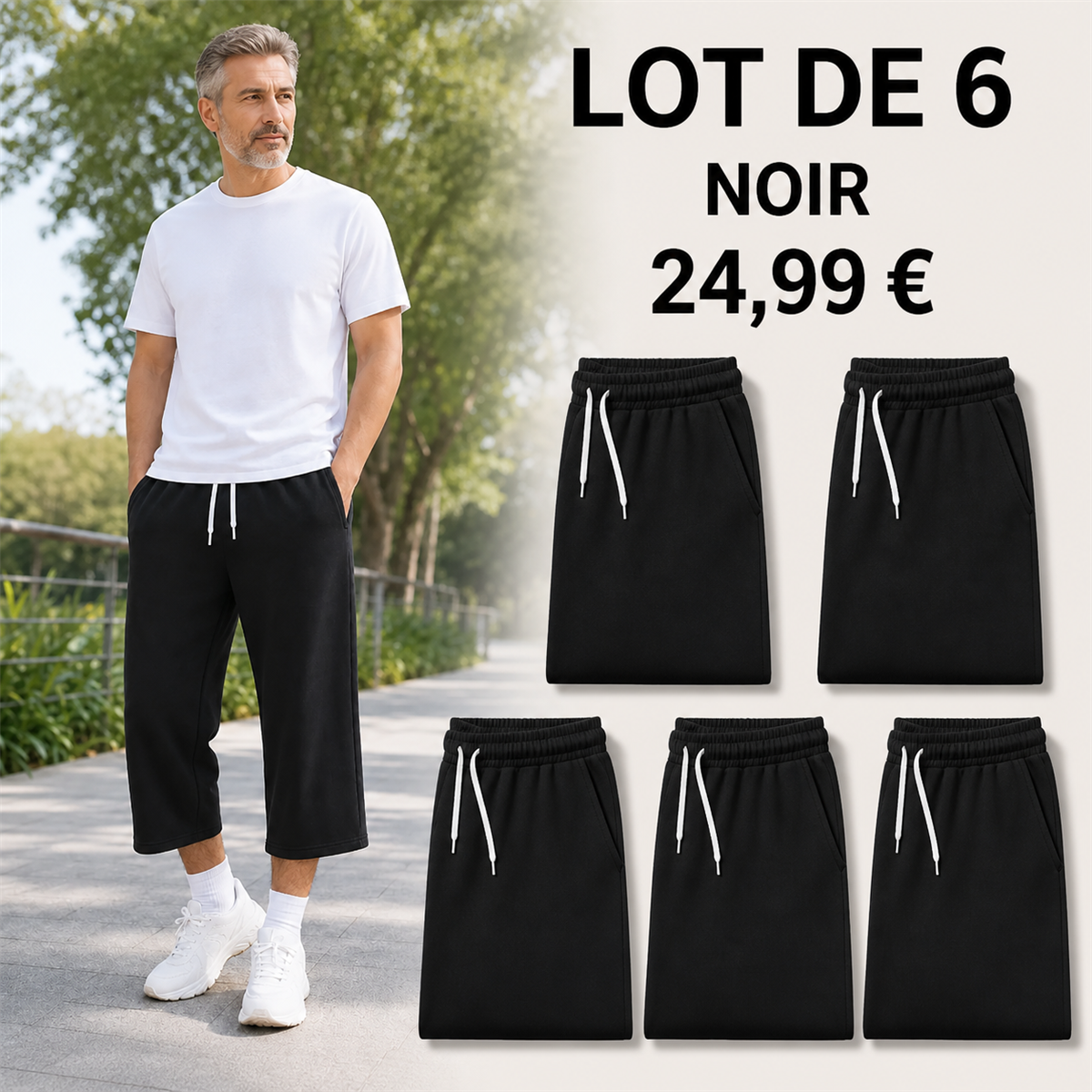 Offre en lot - Pantalon de jogging court et large homme