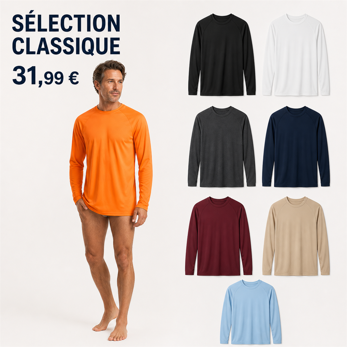 Offre en lot - Haut raglan à manches longues homme