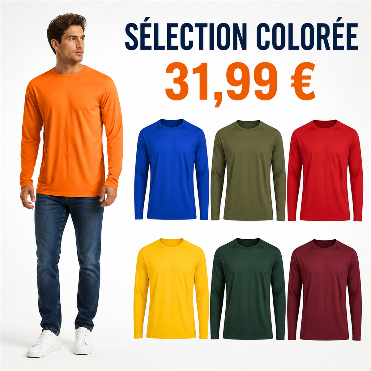 Offre en lot - Haut raglan à manches longues homme