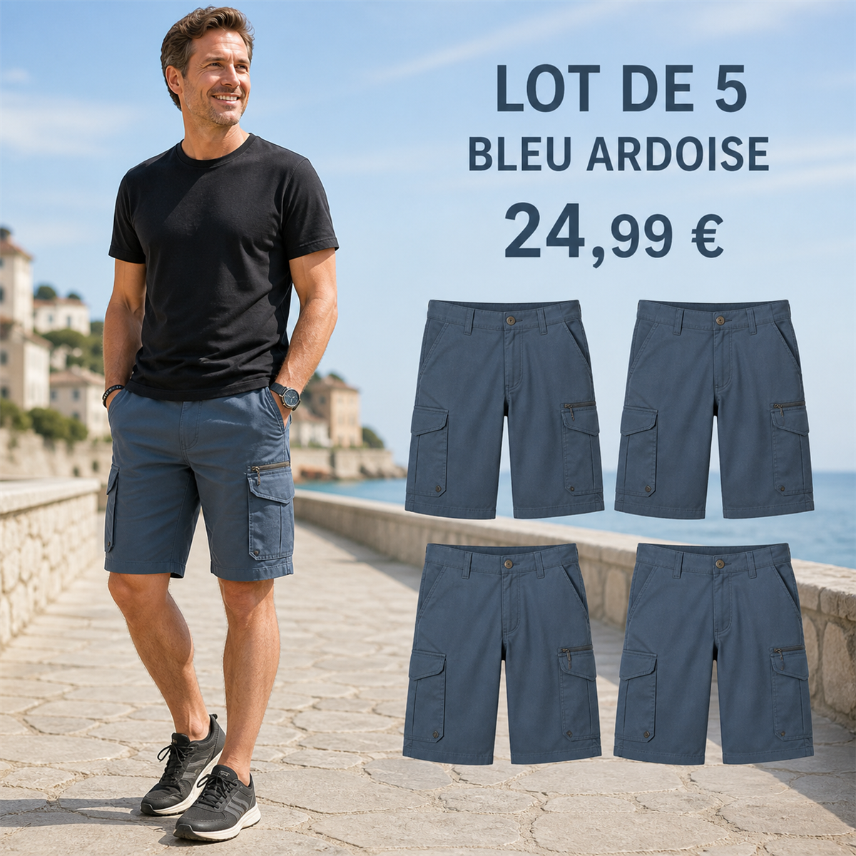 Offre en lot - Short cargo décontracté homme