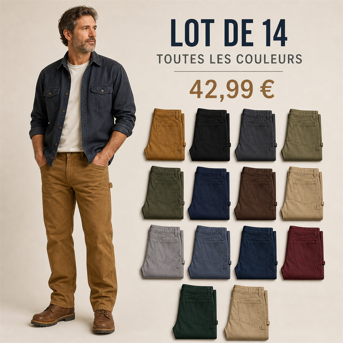 Offre en lot - Pantalon de travail droit homme