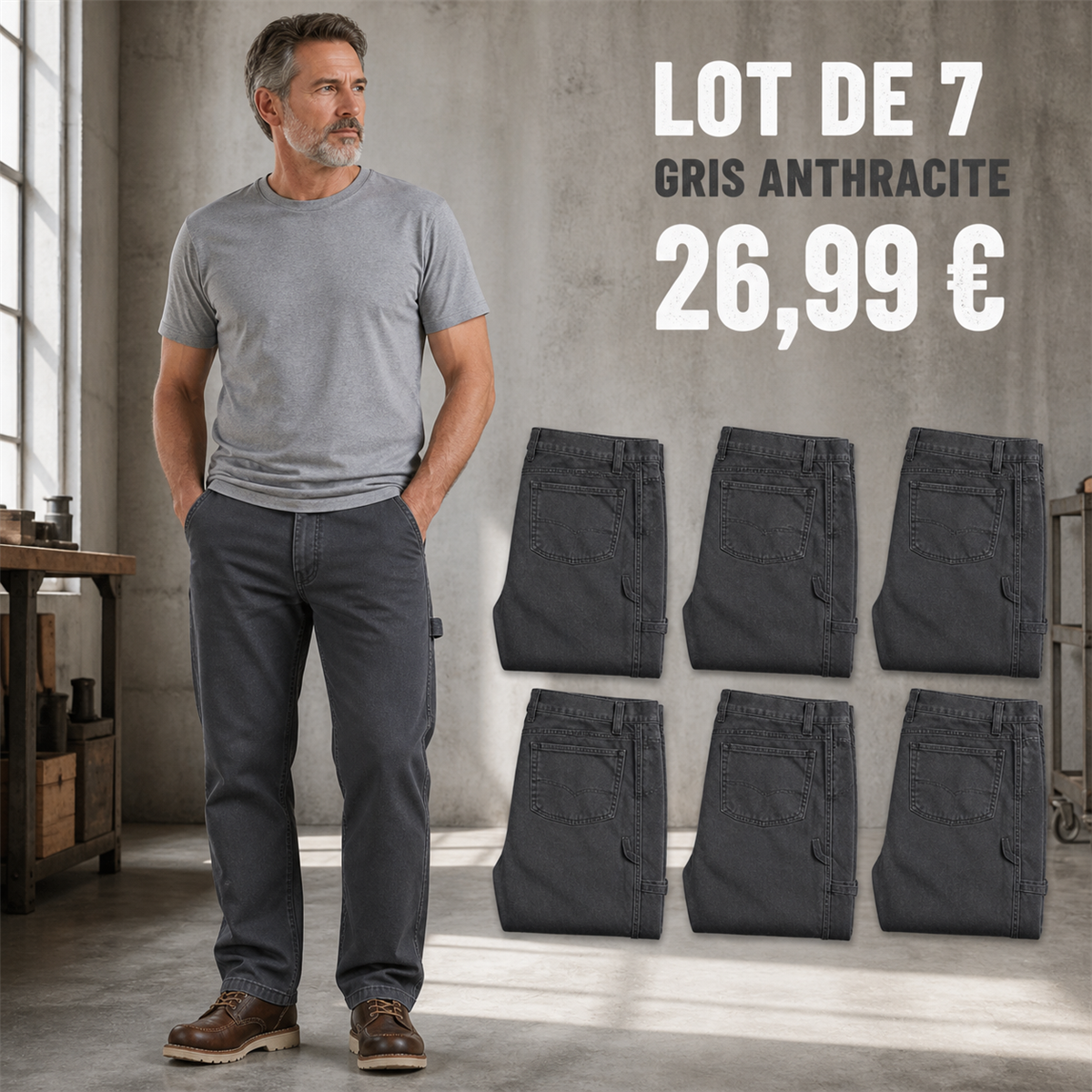 Offre en lot - Pantalon de travail droit homme
