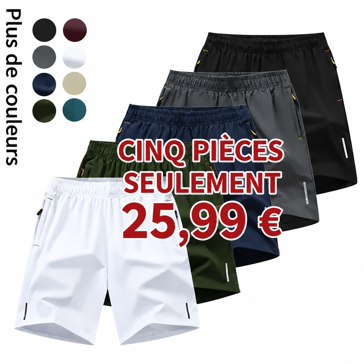 Men's 5-Pack Quick-Dry Athletic Shorts Fashionable Versatile Outdoor Casual Shorts