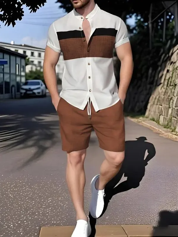 Ensemble Décontracté Homme 2 Pièces – Haut Confortable et Short de Sport pour le Quotidien