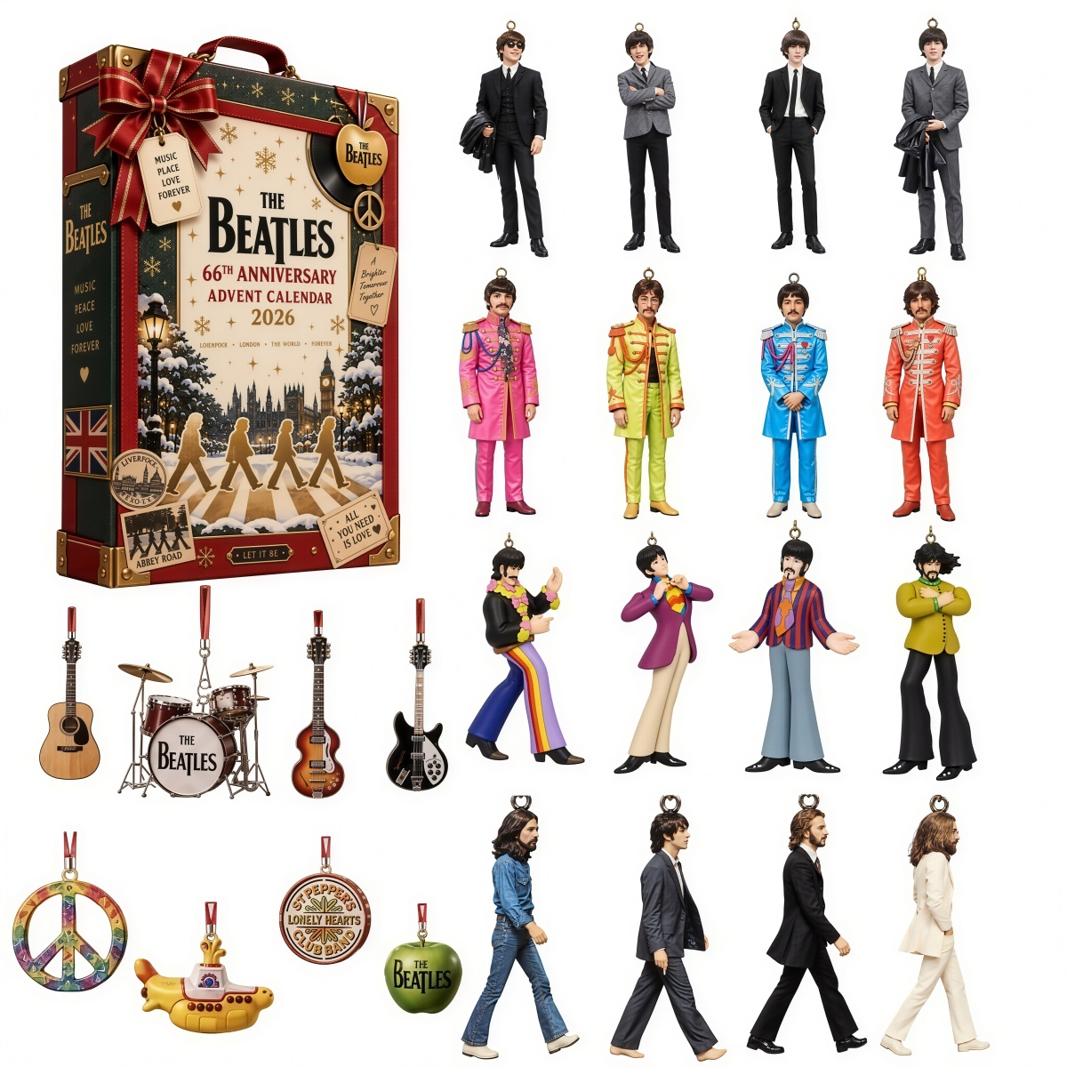 🎸✨ The Beatles 66th Anniversary Legendary Ornament Advent Calendar