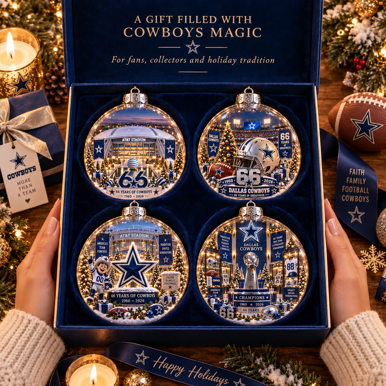 Dallas Cowboys 66th Anniversary Legends Ornament Collection Set 