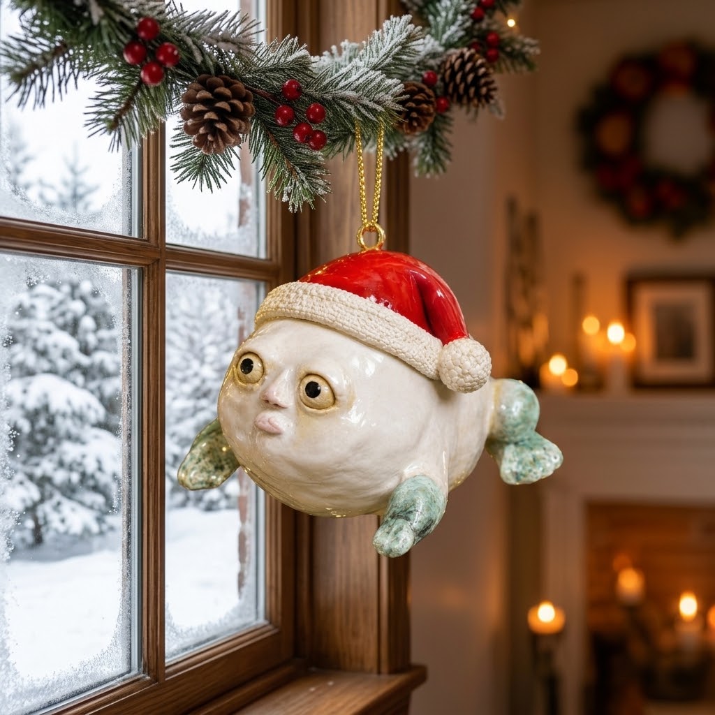 🎄 Whimsical Christmas · Santa Fish Ornament