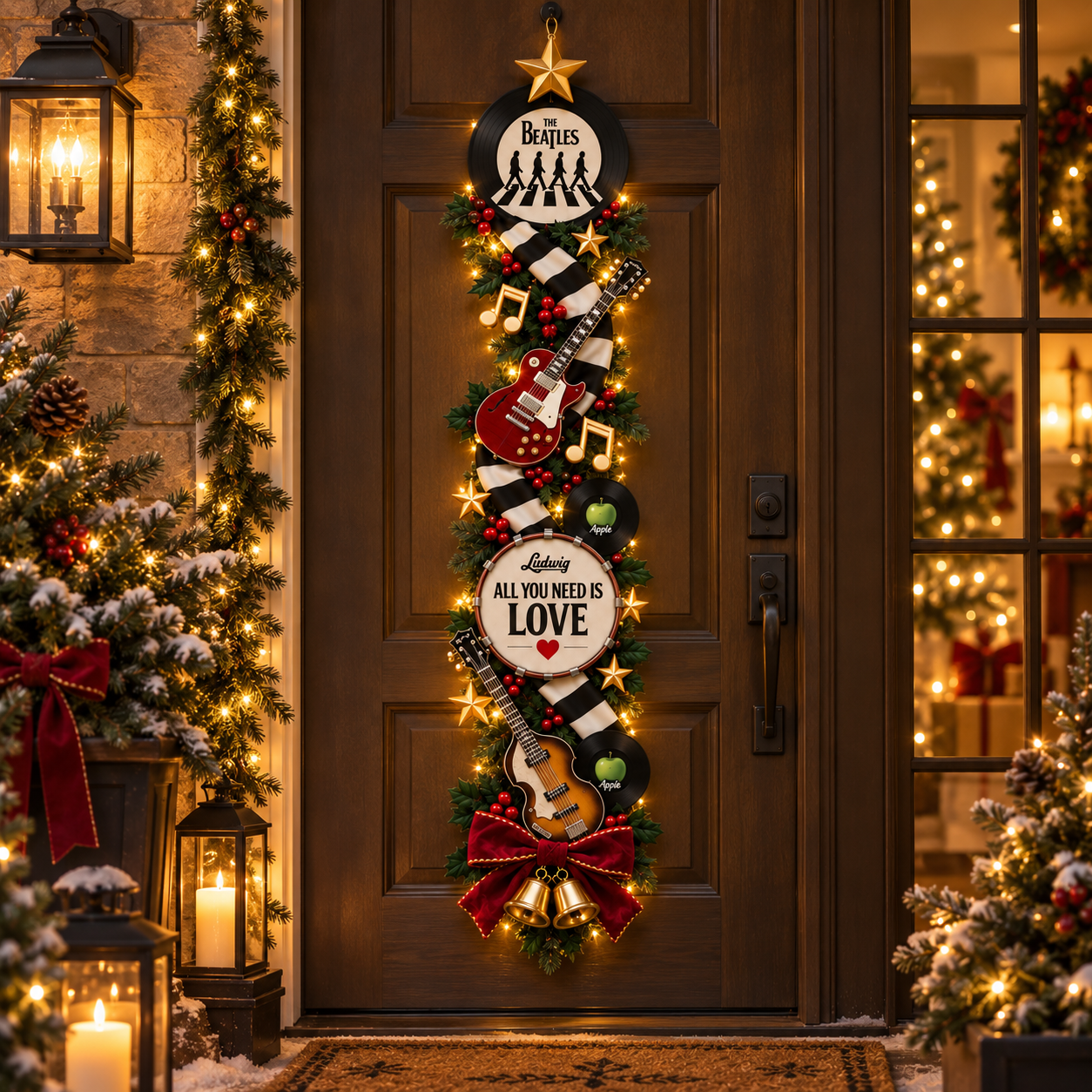 🎸❤️ The Beatles Christmas Light-Up Door Hanging