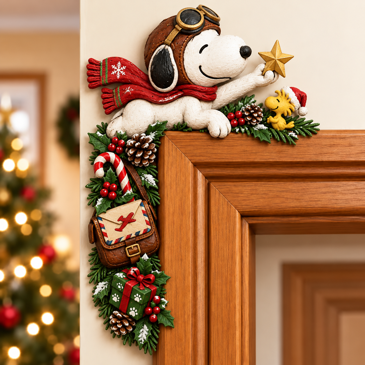 🎄🐾 Snoopy Christmas Memories — Peekaboo Door Frame Corner Decor