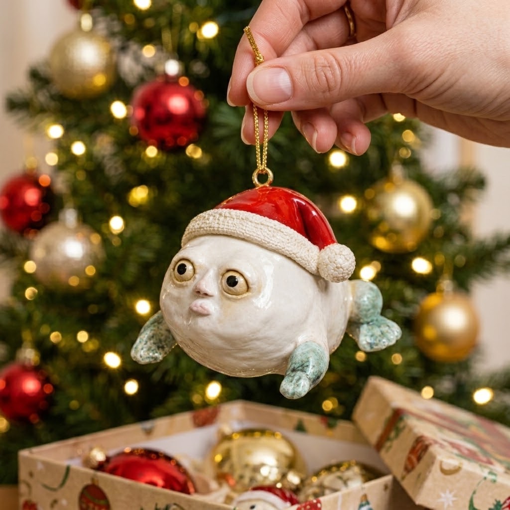 🎄 Whimsical Christmas · Santa Fish Ornament