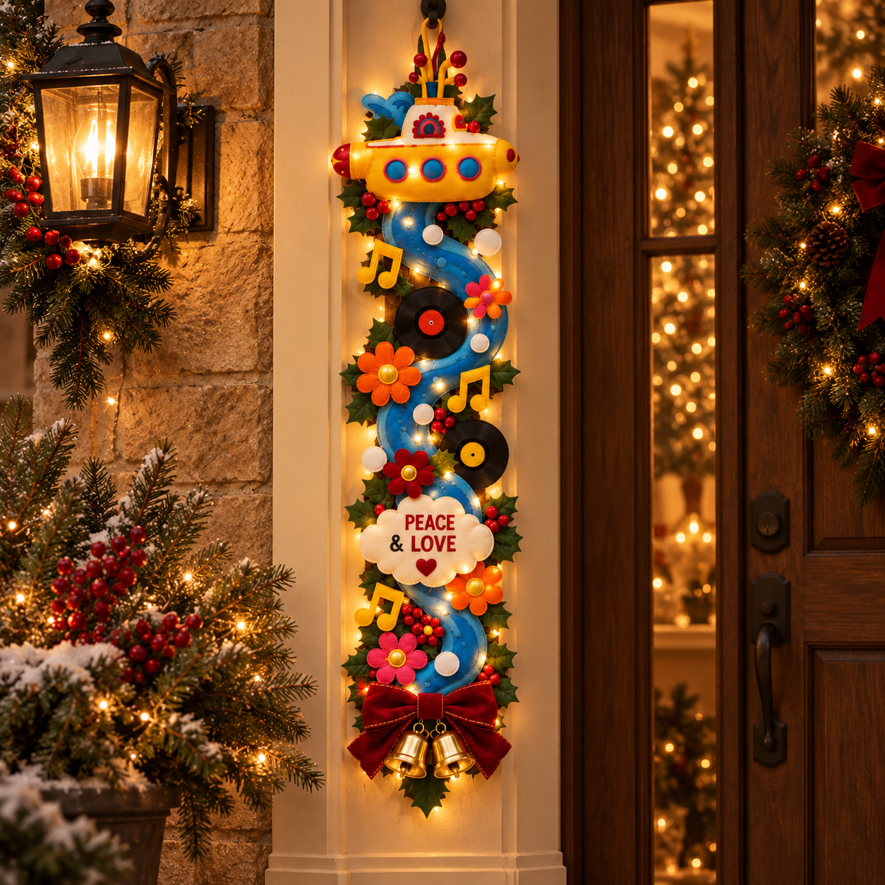 🎸❤️ The Beatles Christmas Light-Up Door Hanging
