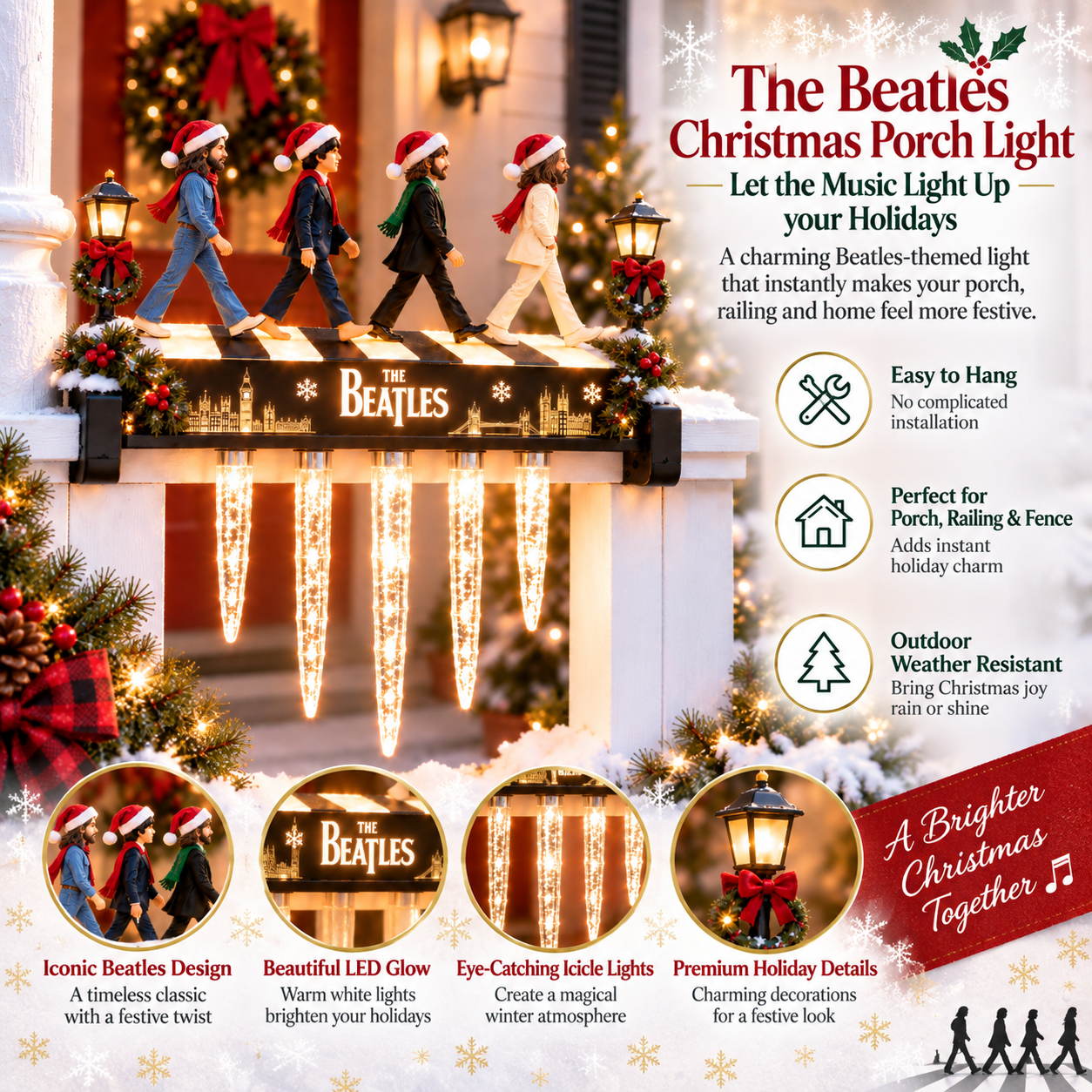 🎸✨ The Beatles Abbey Road Legendary Icicle Light Decor