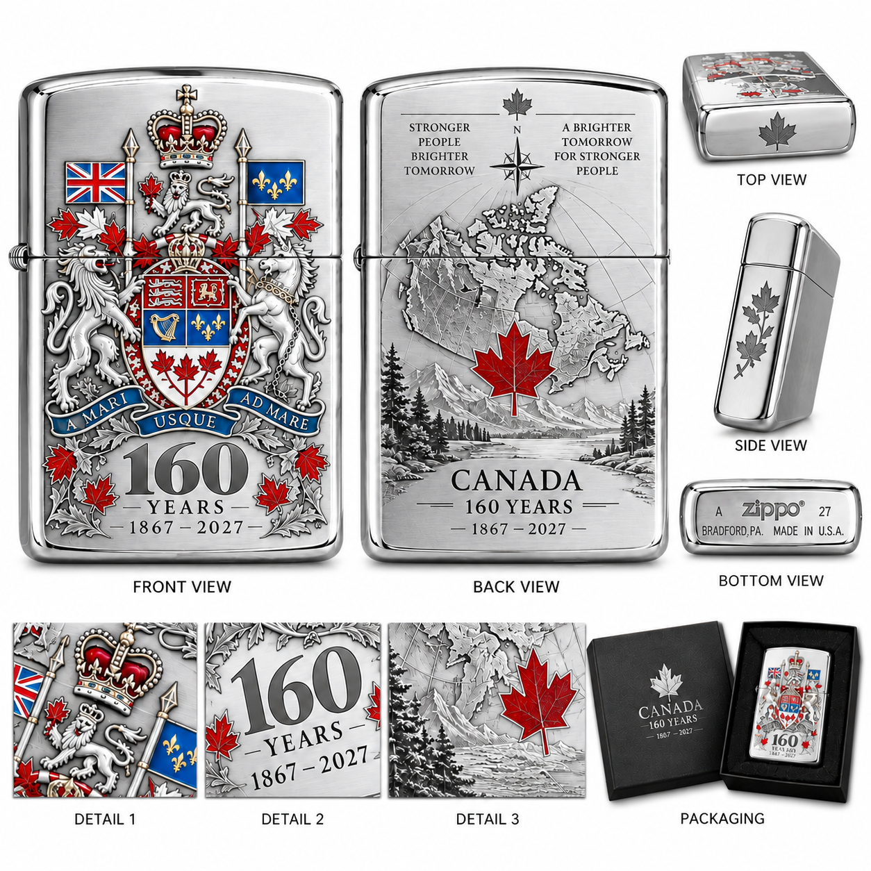 🍁 🇨🇦 Canada 160 Years — Commemorative Legendary Tribute Fire Lighter