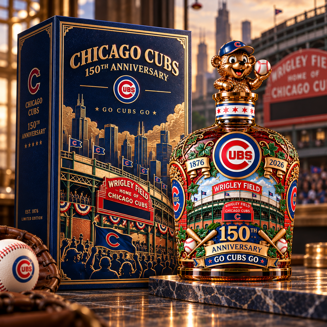 Chicago Cubs 150th Anniversary - Wrigley Field Legendary Whiskey Decanter