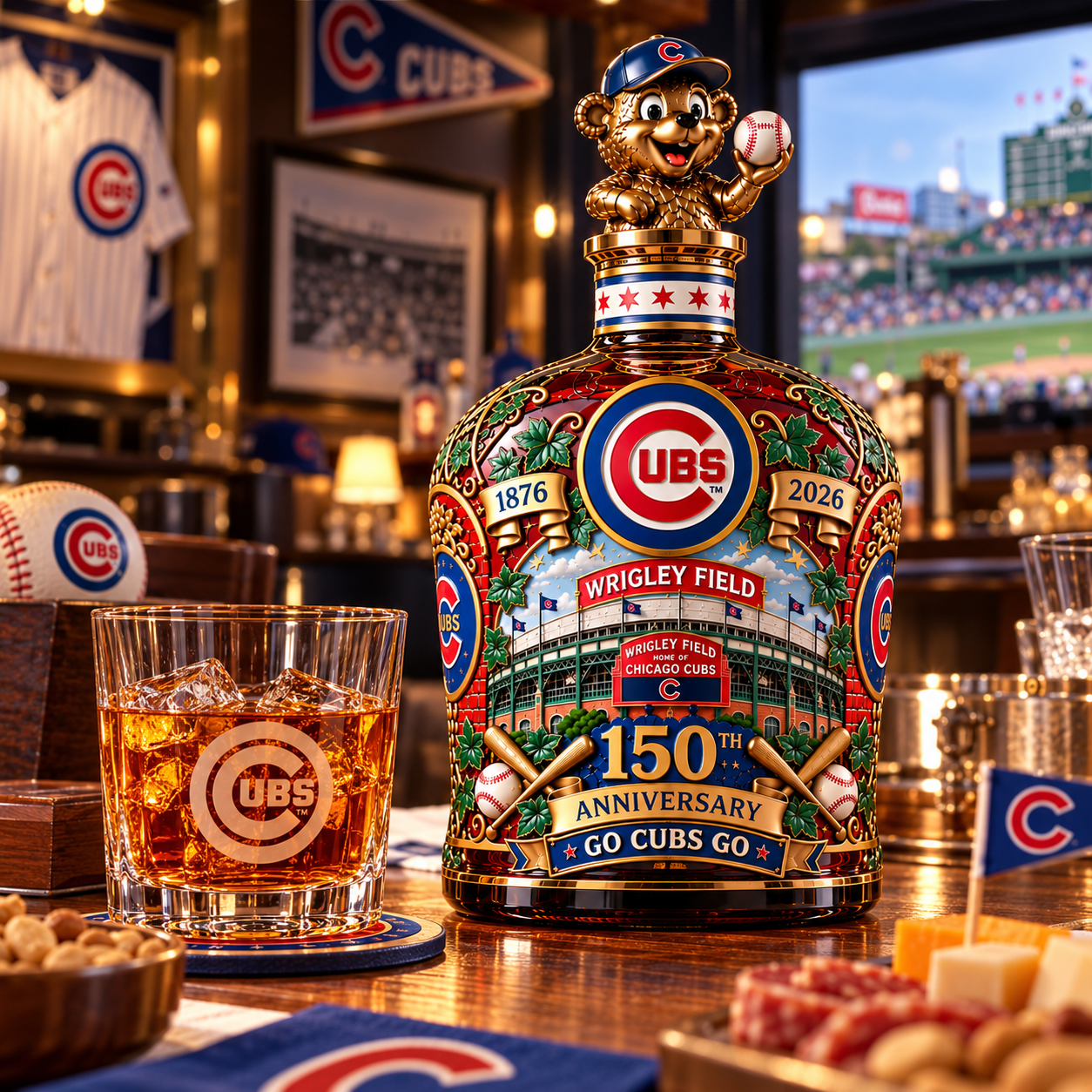 Chicago Cubs 150th Anniversary - Wrigley Field Legendary Whiskey Decanter