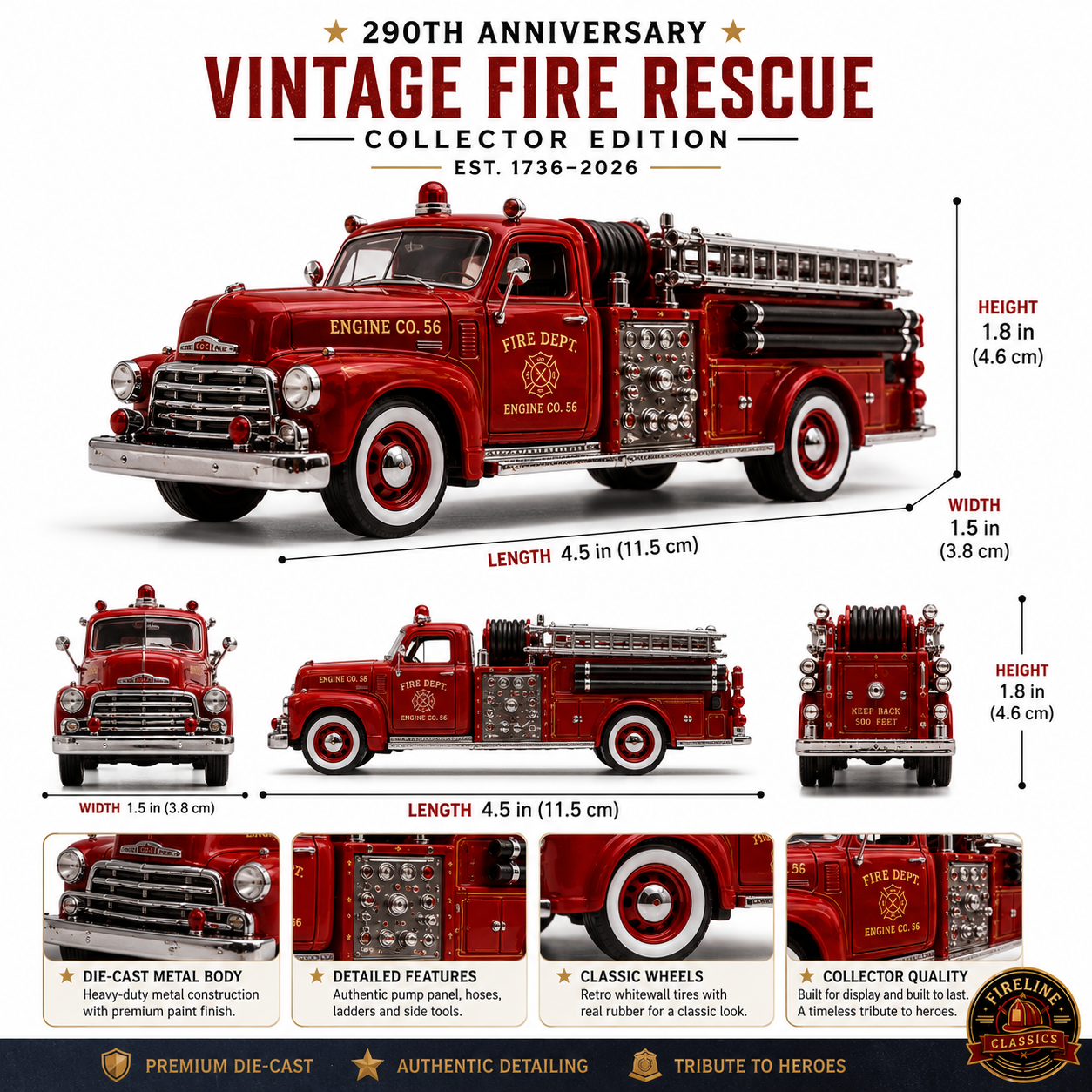 FIRELINE CLASSICS Vintage Fire Rescue | 290th Anniversary Collector Edition