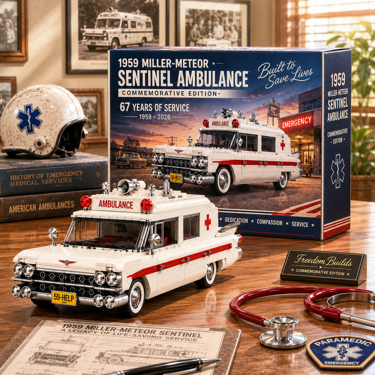 1959 Miller-Meteor Sentinel Ambulance | 67th Anniversary Commemorative Building Set