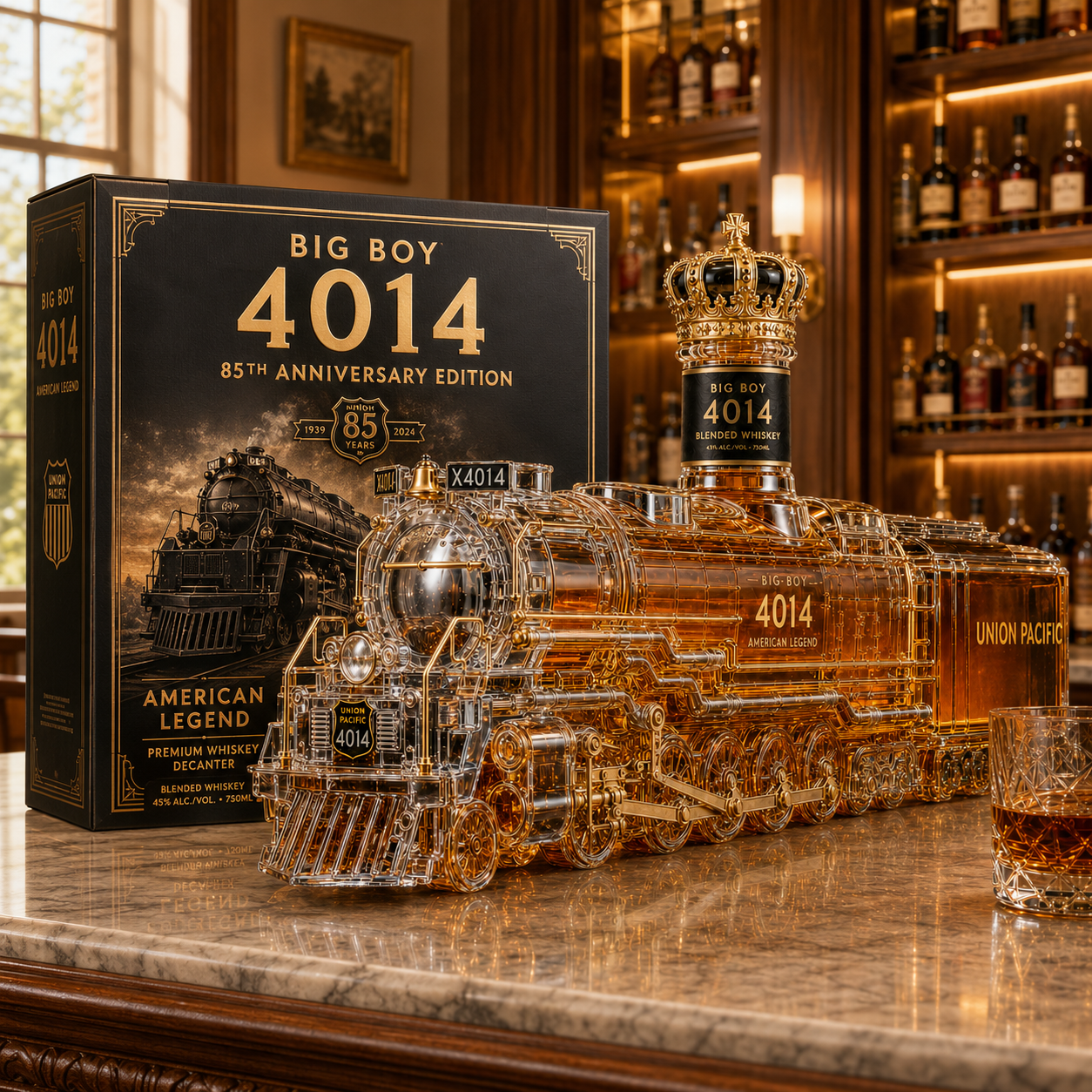 Big Boy 4014 85th Anniversary Locomotive Whiskey Decanter