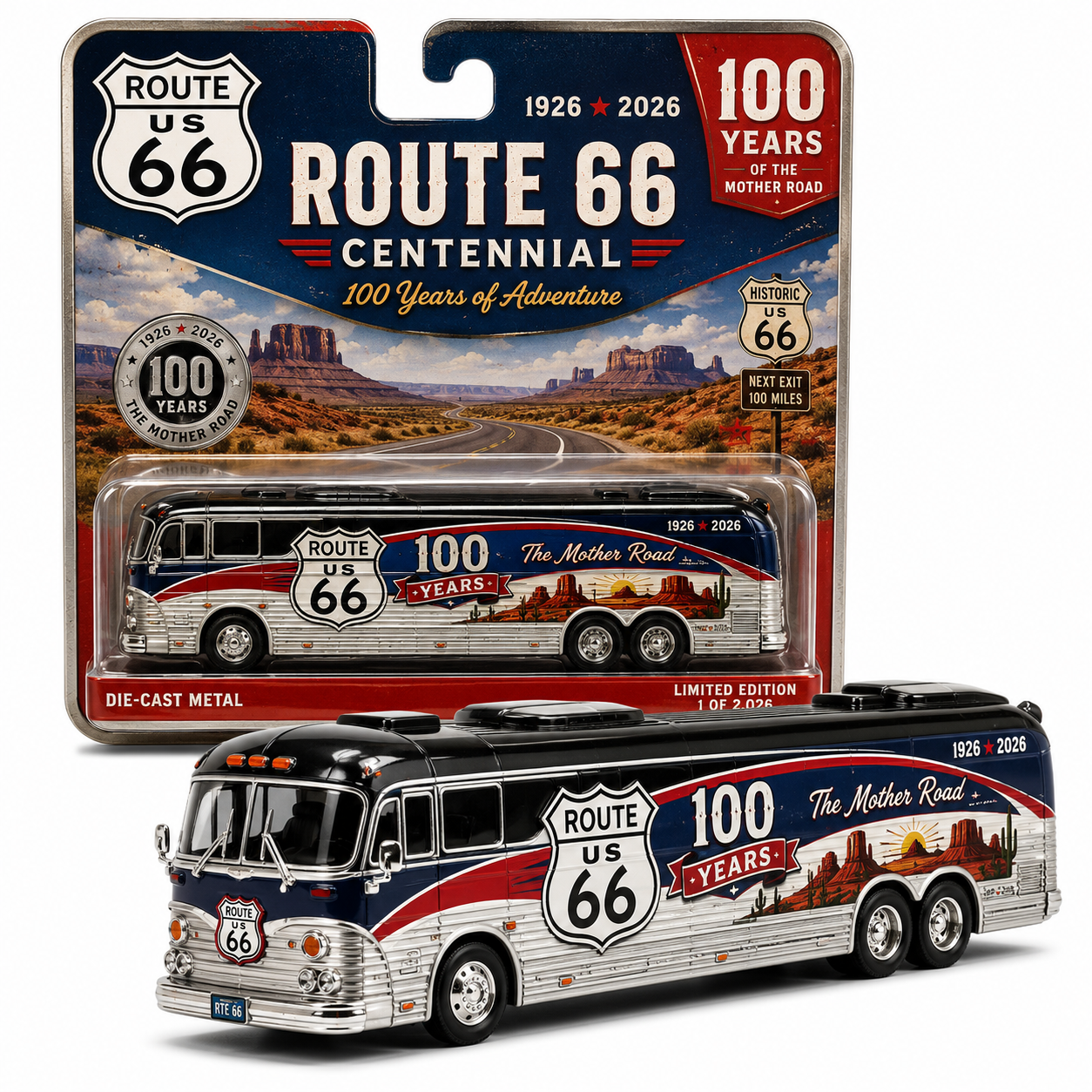 Route 66 Centennial Scenic Cruiser | 100th Anniversary Die-Cast Coach