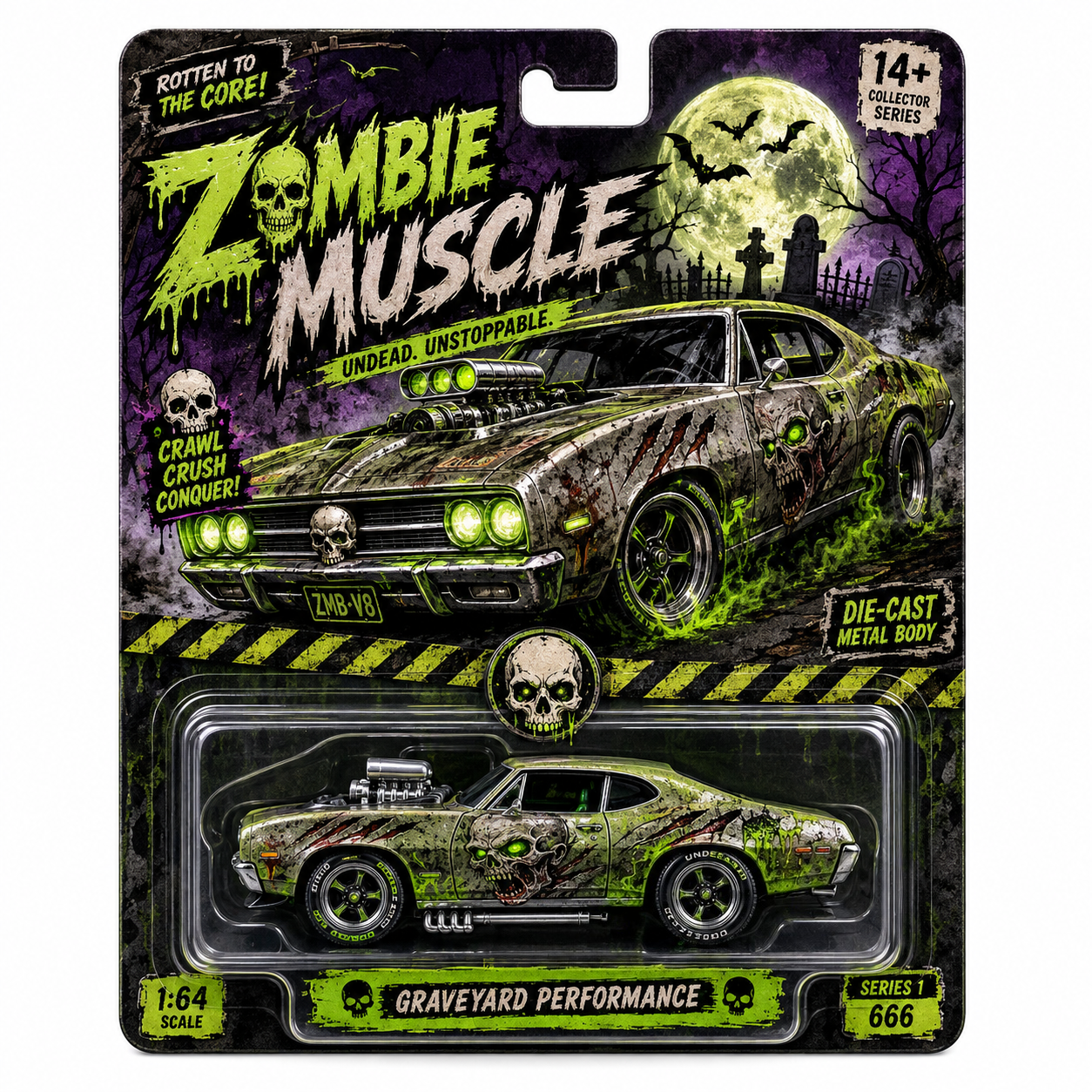 Graveyard Reaper V8 – Halloween Zombie 1:64 Die-Cast Muscle Car | Undead Collector Edition