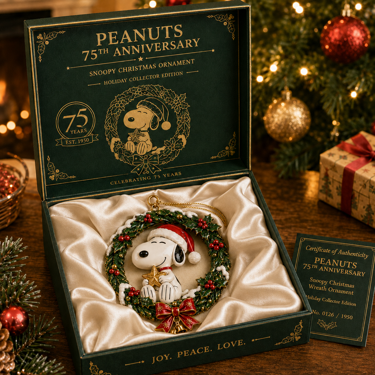 The World-Famous Beagle 75th Anniversary Christmas Wreath Ornament – Holiday Collector Edition