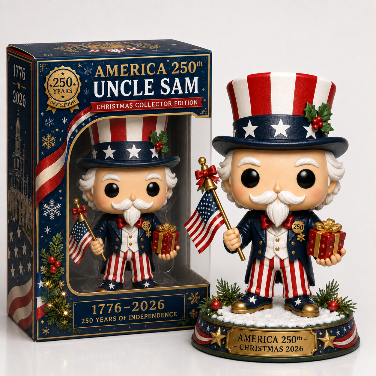 America 250th Anniversary Uncle Sam Christmas Figurine