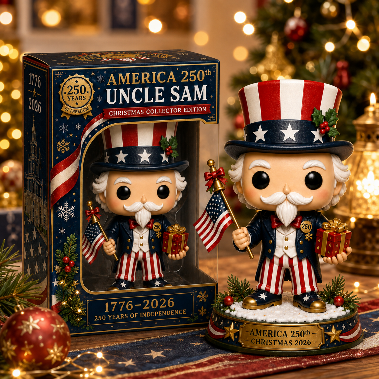 America 250th Anniversary Uncle Sam Christmas Figurine