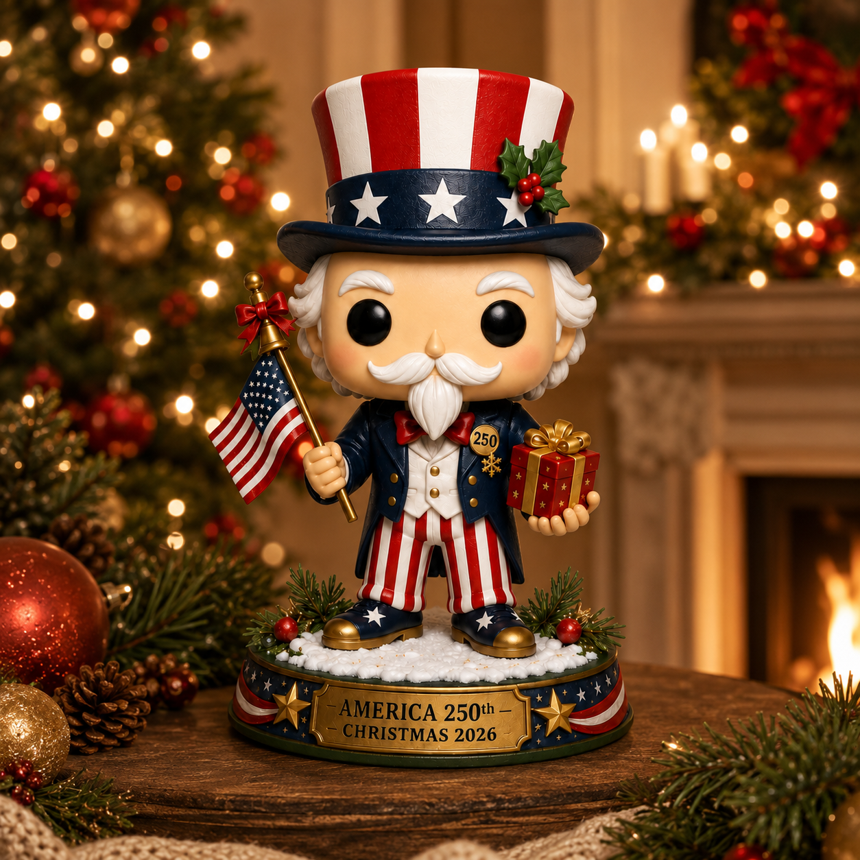 America 250th Anniversary Uncle Sam Christmas Figurine
