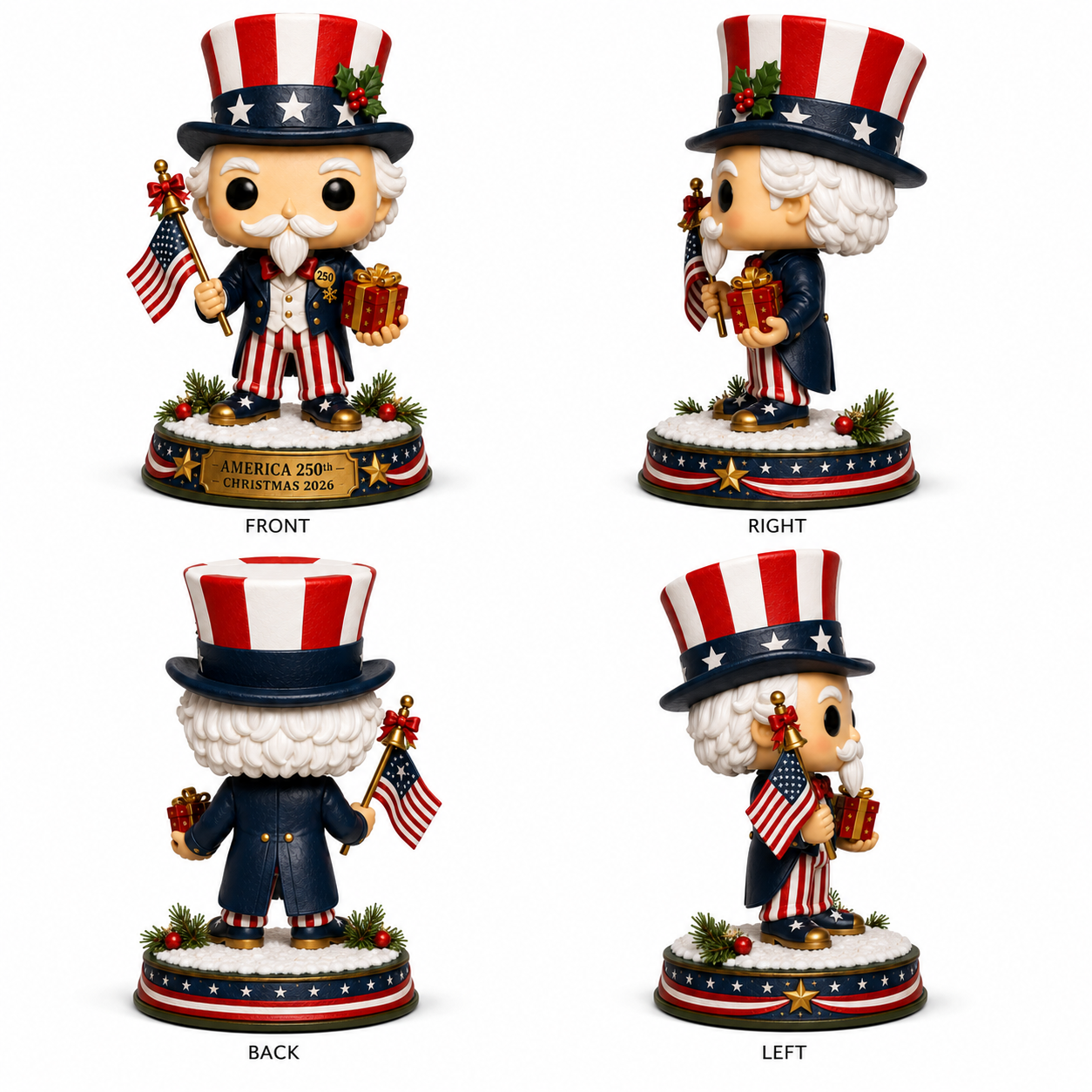 America 250th Anniversary Uncle Sam Christmas Figurine