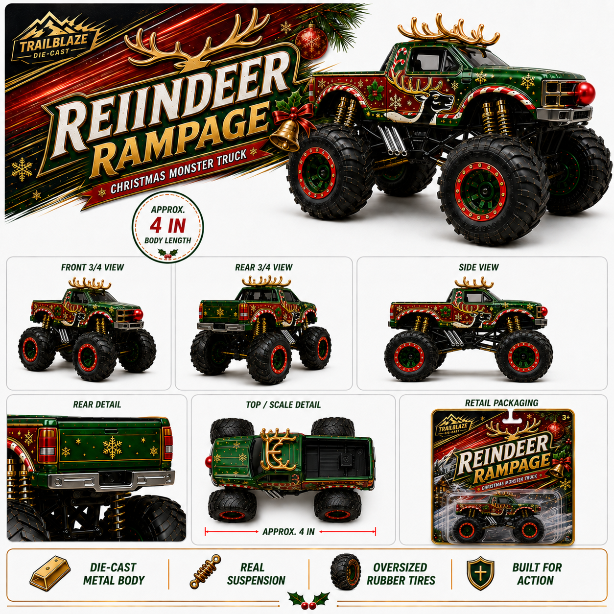 Reindeer Rampage Christmas Monster Truck