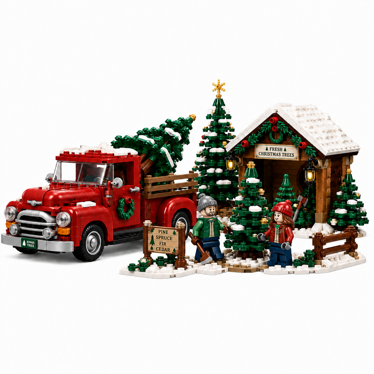 Christmas Tree Farm & Vintage Pickup Building Set
