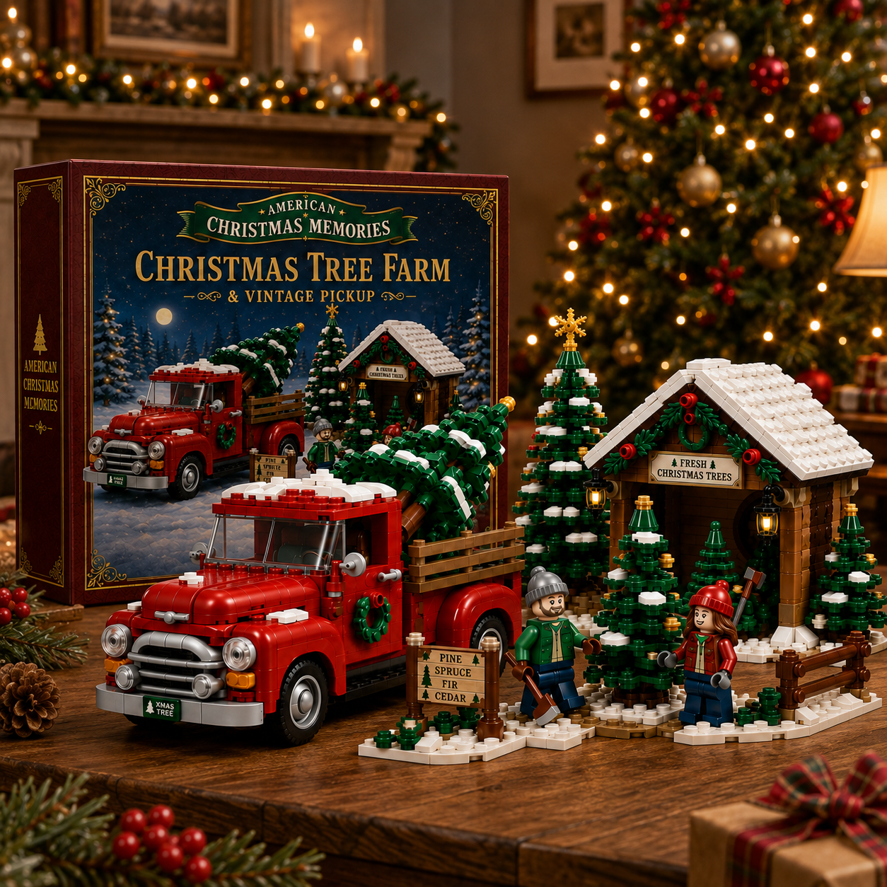 Christmas Tree Farm & Vintage Pickup Building Set