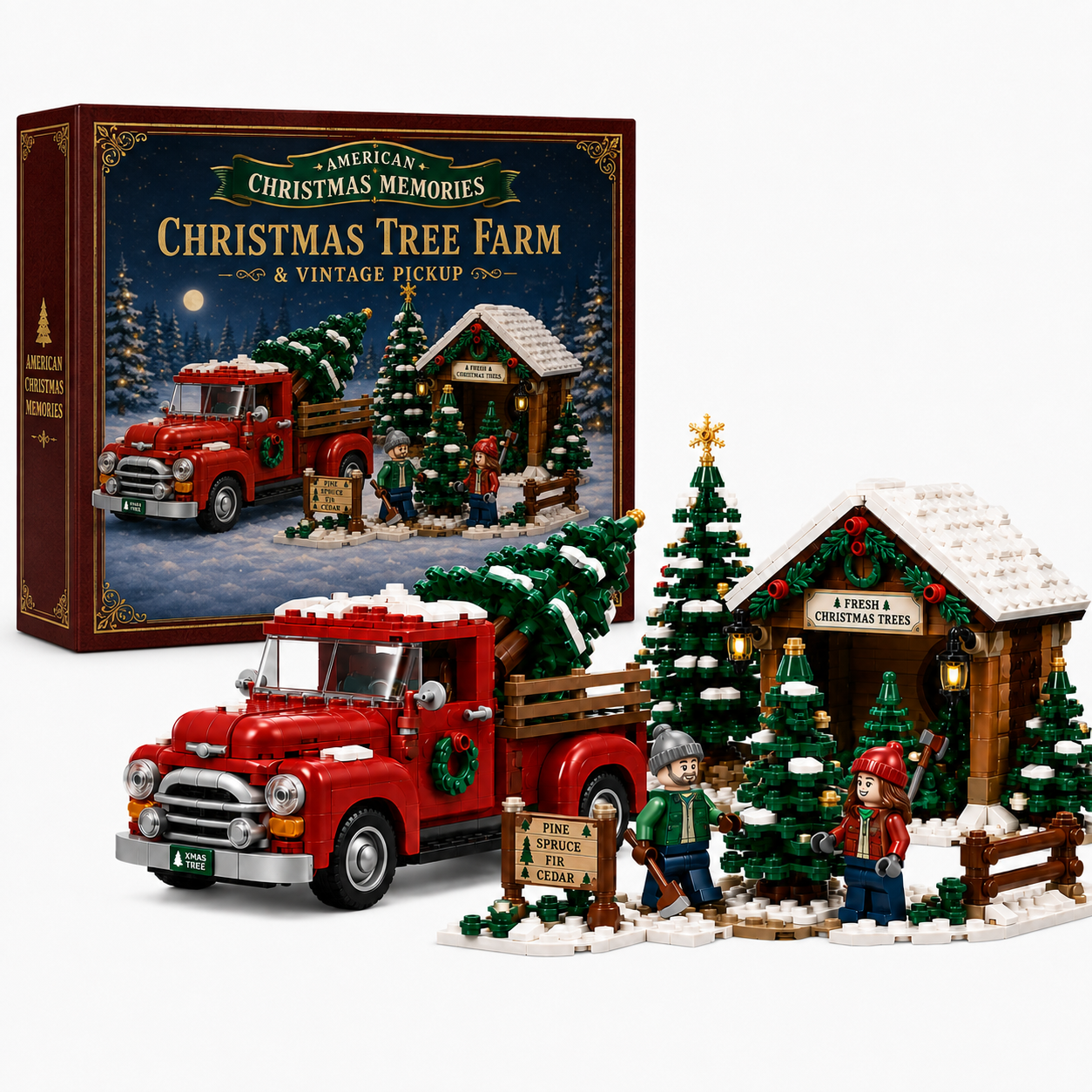 Christmas Tree Farm & Vintage Pickup Building Set