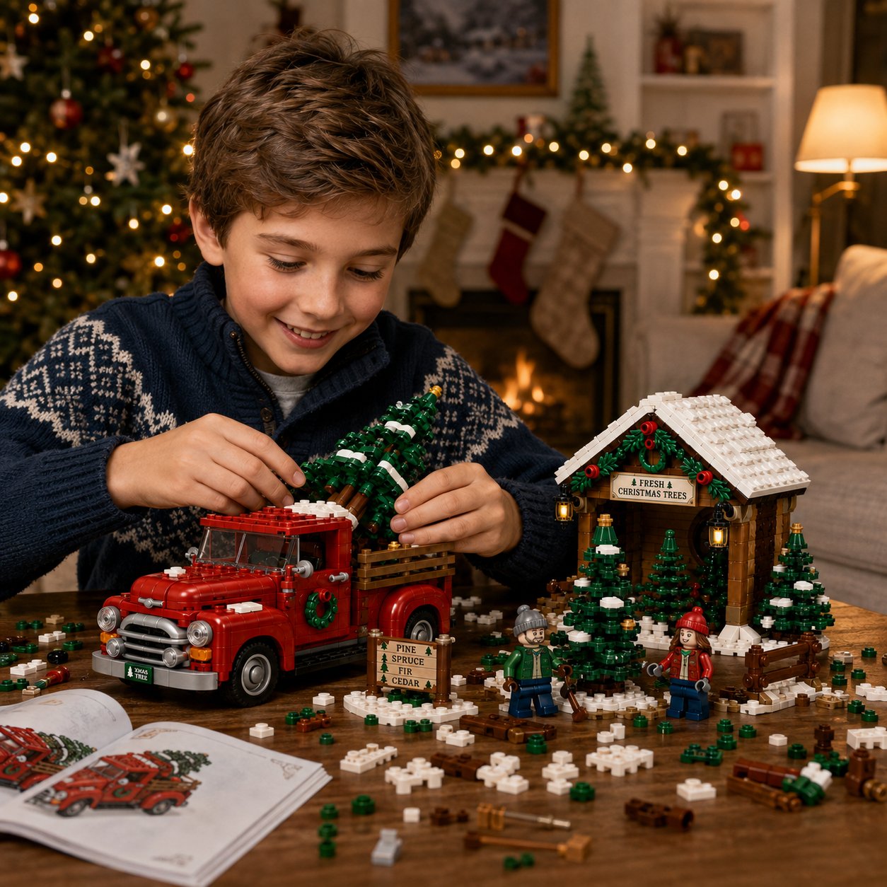 Christmas Tree Farm & Vintage Pickup Building Set