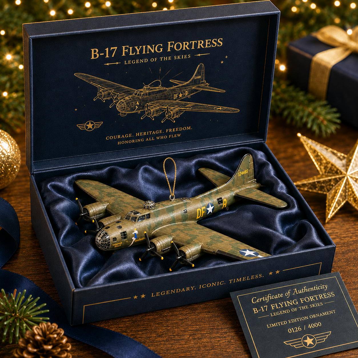 B-17F “Memphis Belle” Flying Fortress Christmas Ornament