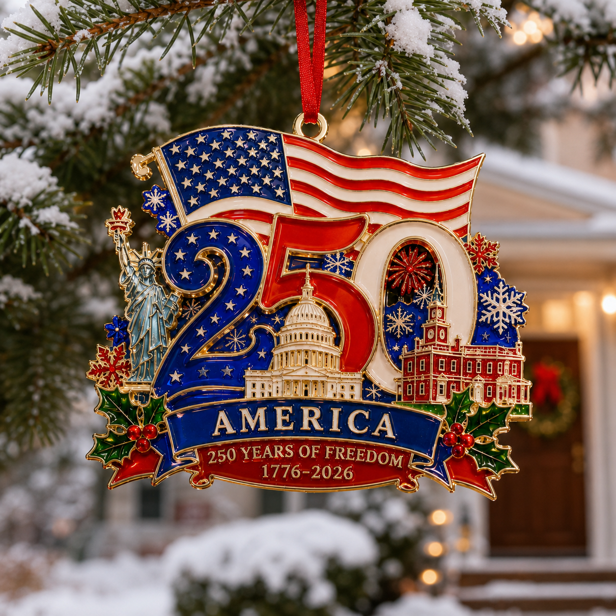 America 250 Years of Freedom 1776–2026 Christmas Ornament