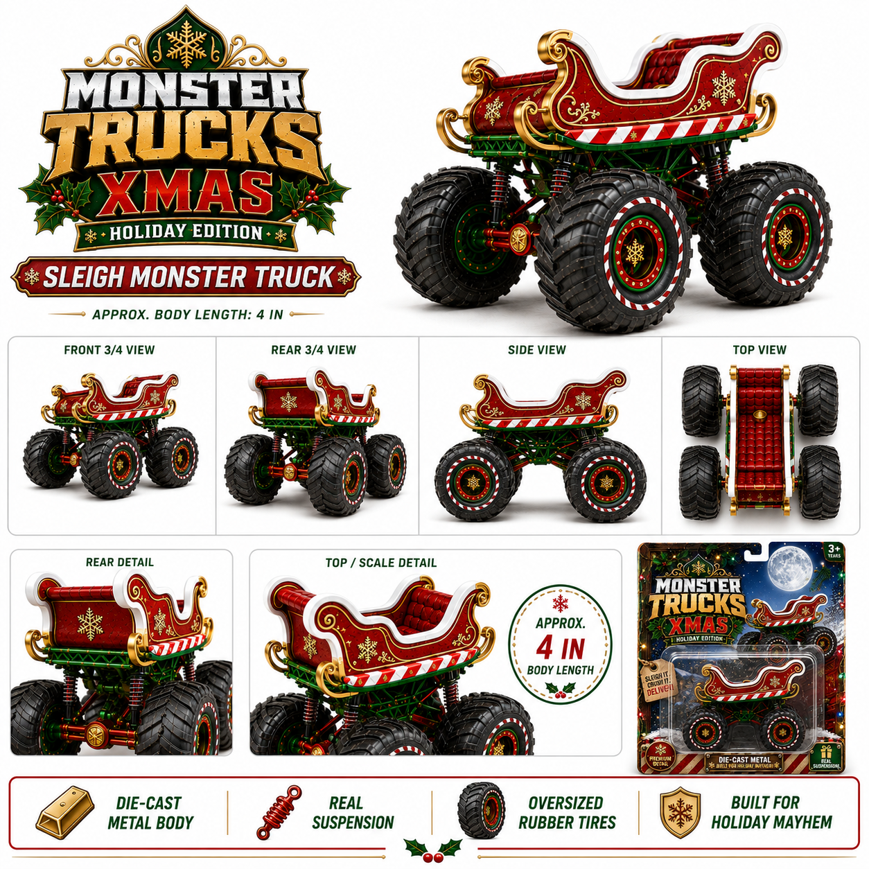 XMAS Holiday Edition Sleigh Monster Truck