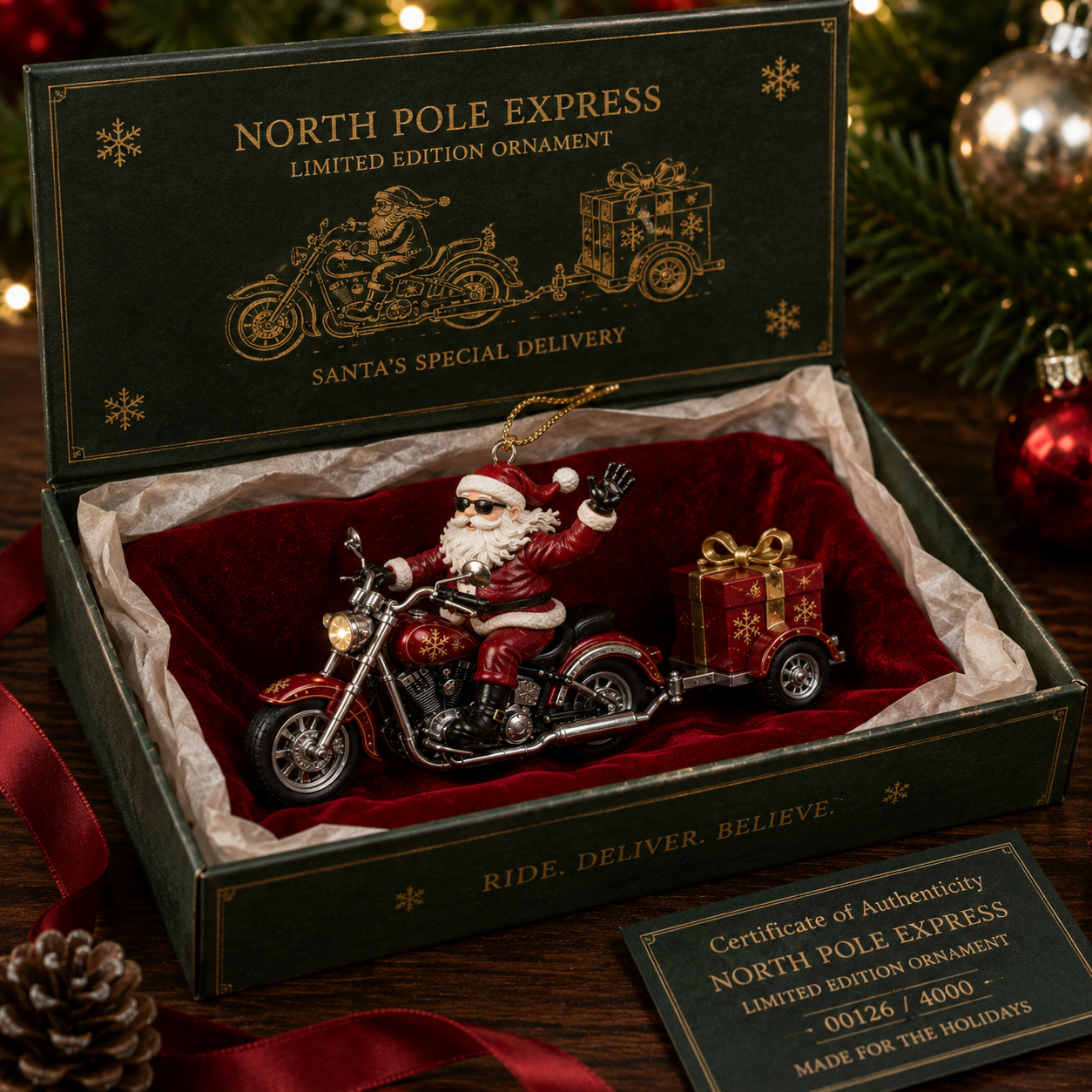 Christmas Harley Legendary Santa Rider Ornament