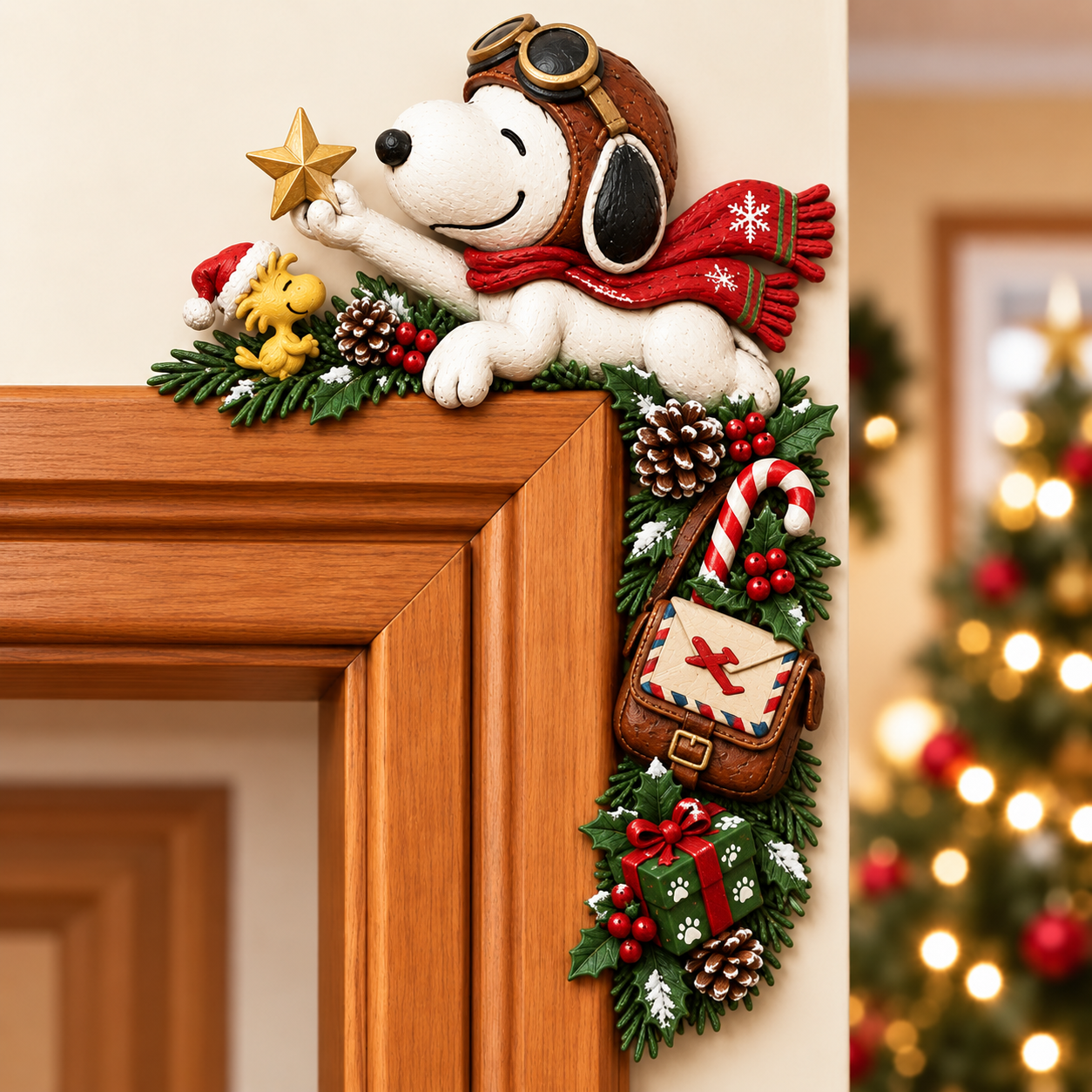 🎄🐾 Snoopy Christmas Memories — Peekaboo Door Frame Corner Decor