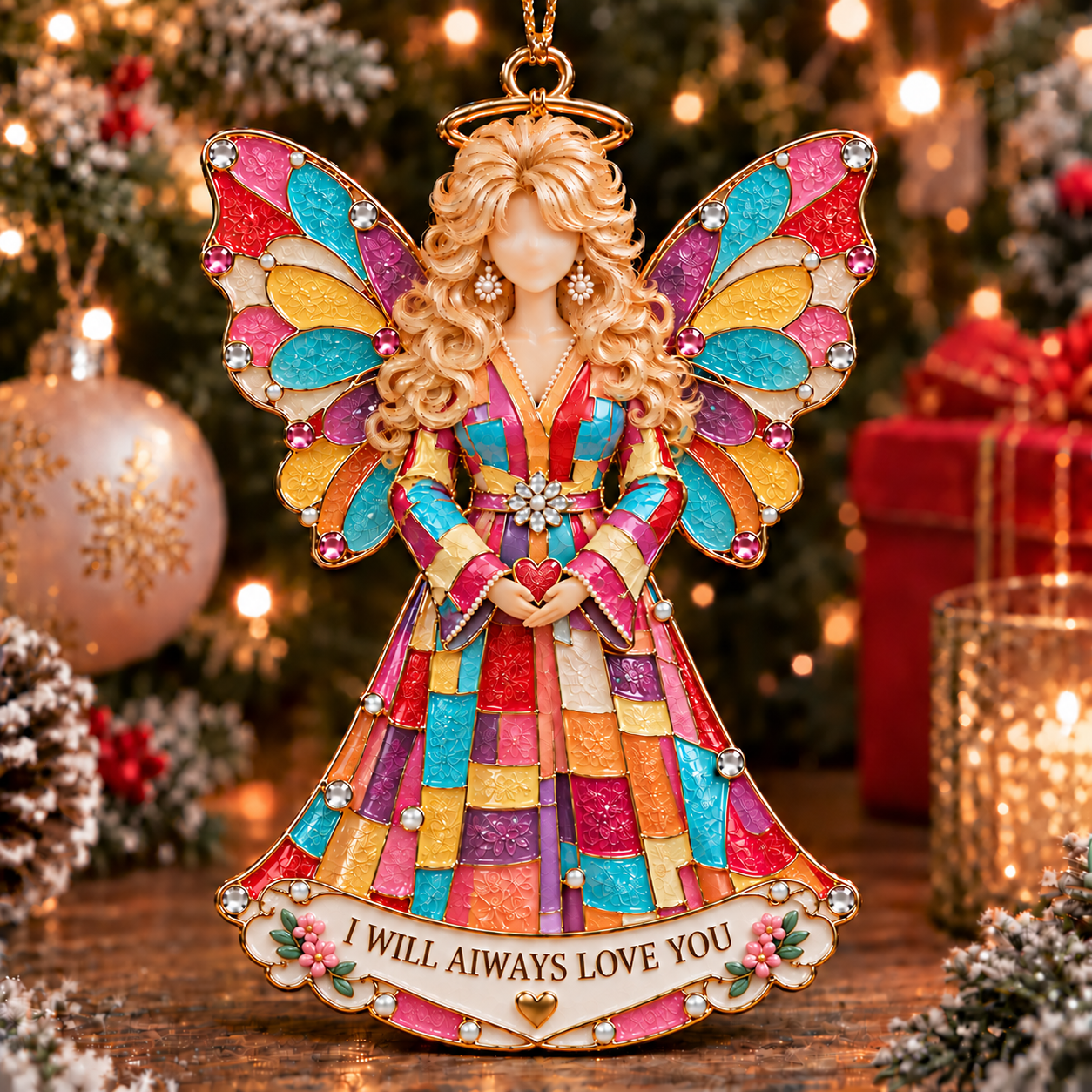🦋🎶 I Will Always Love You — Dolly Tribute Stained Sea Glass Ornament